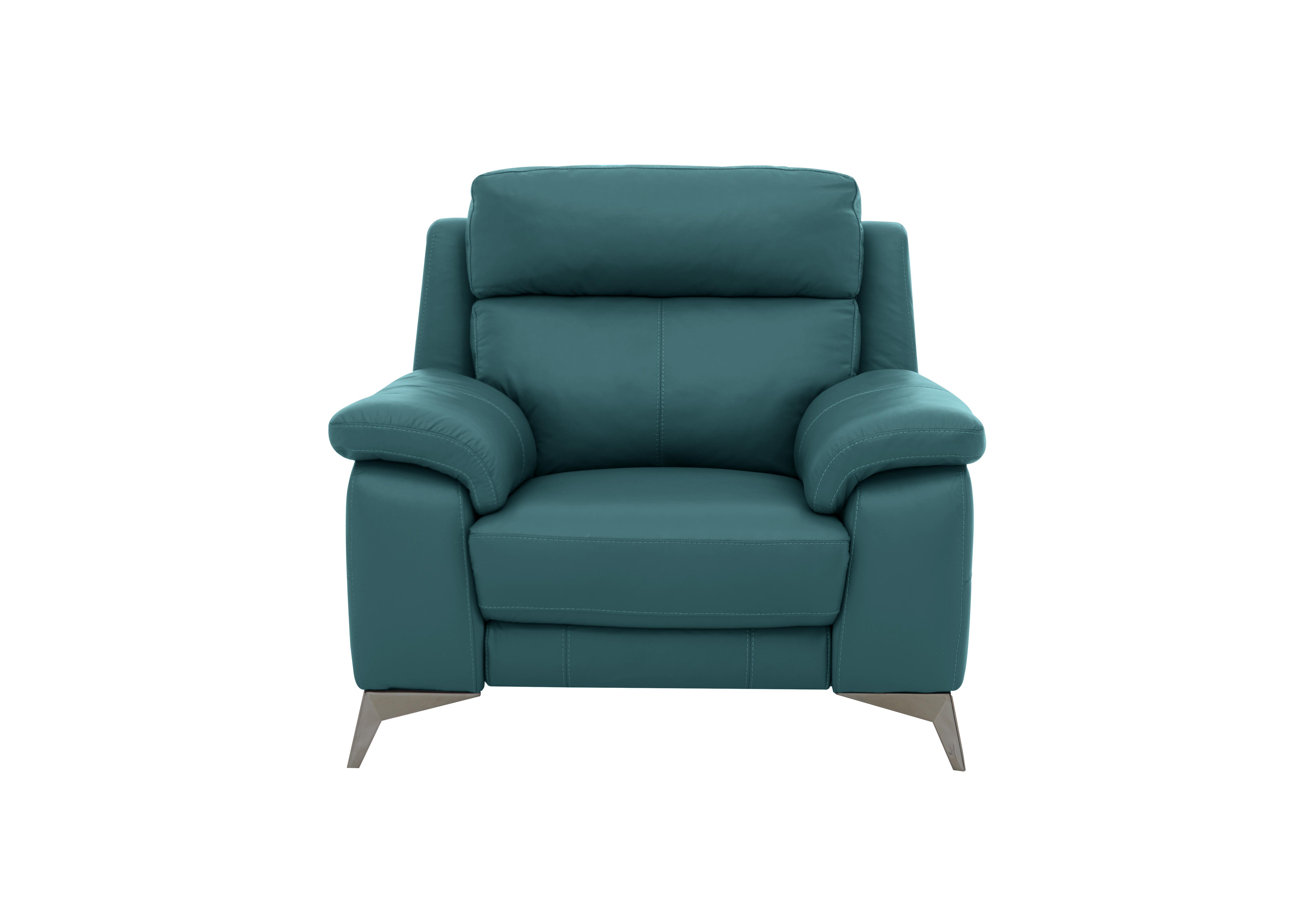 Missouri Leather Recliner Armchair with Power Headrest in Bv-301e Lake Green on Furniture Village