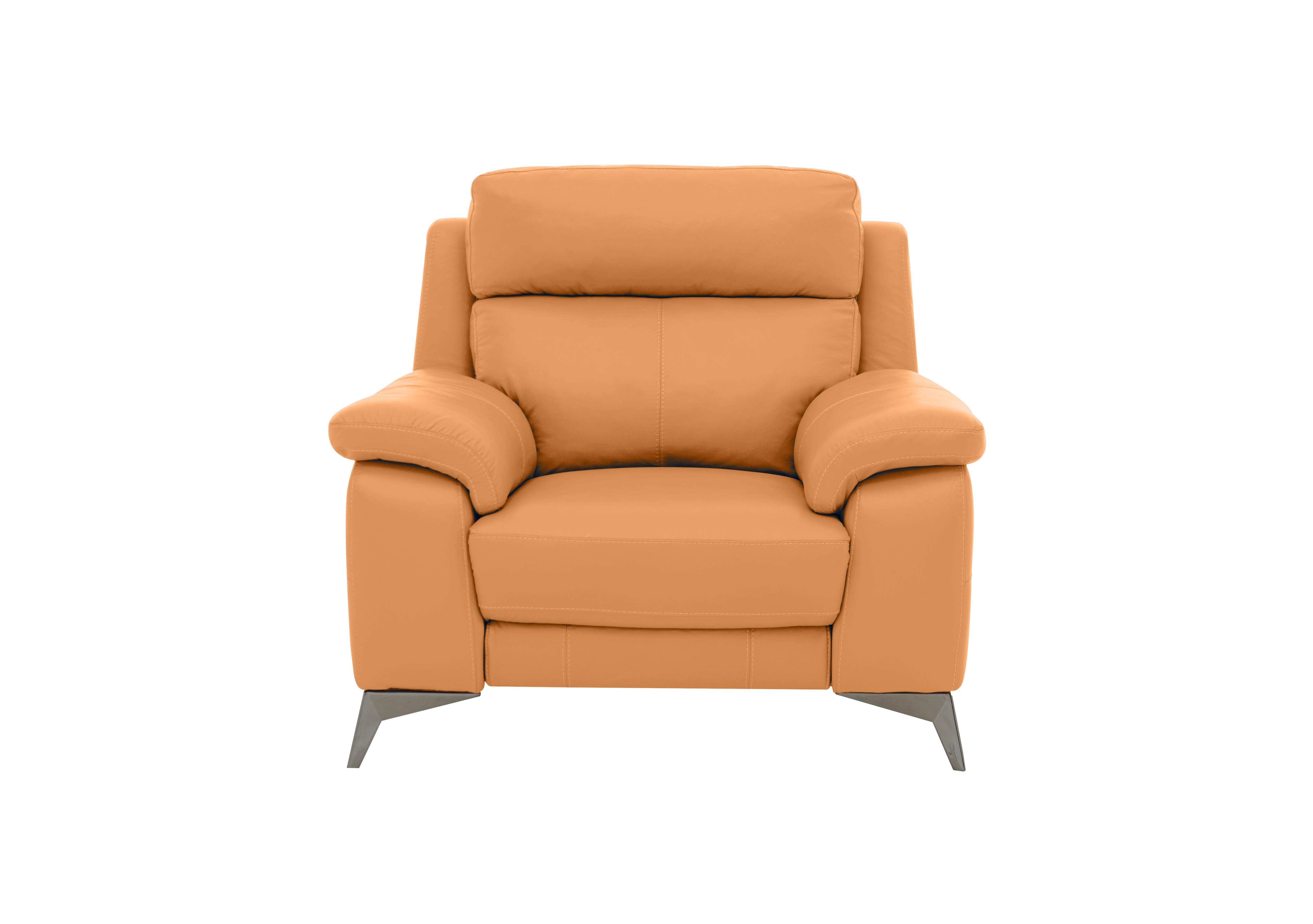 Missouri Leather Recliner Armchair with Power Headrest in Bv-335e Honey Yellow on Furniture Village