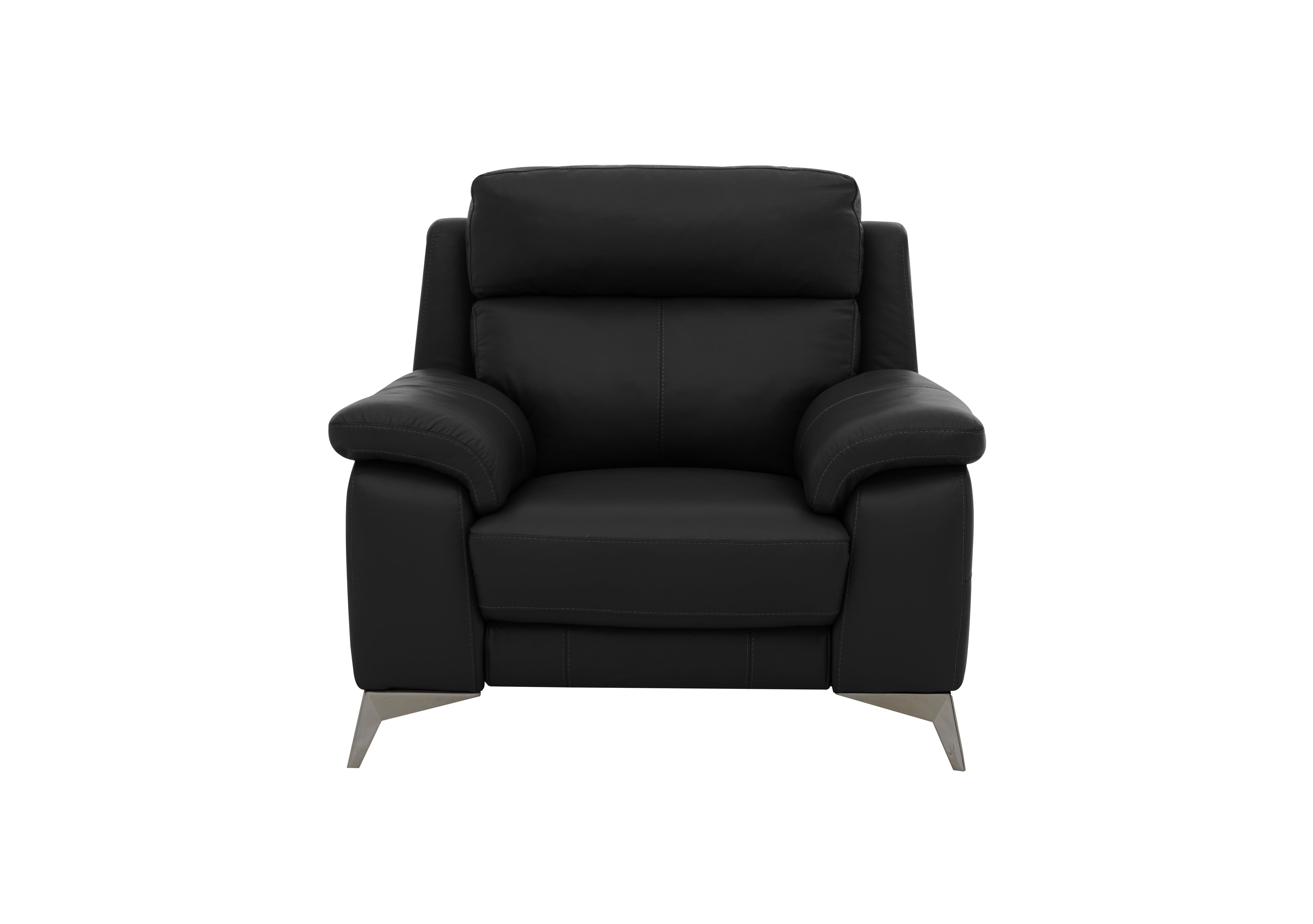Missouri Leather Recliner Armchair with Power Headrest in Bv-3500 Classic Black on Furniture Village