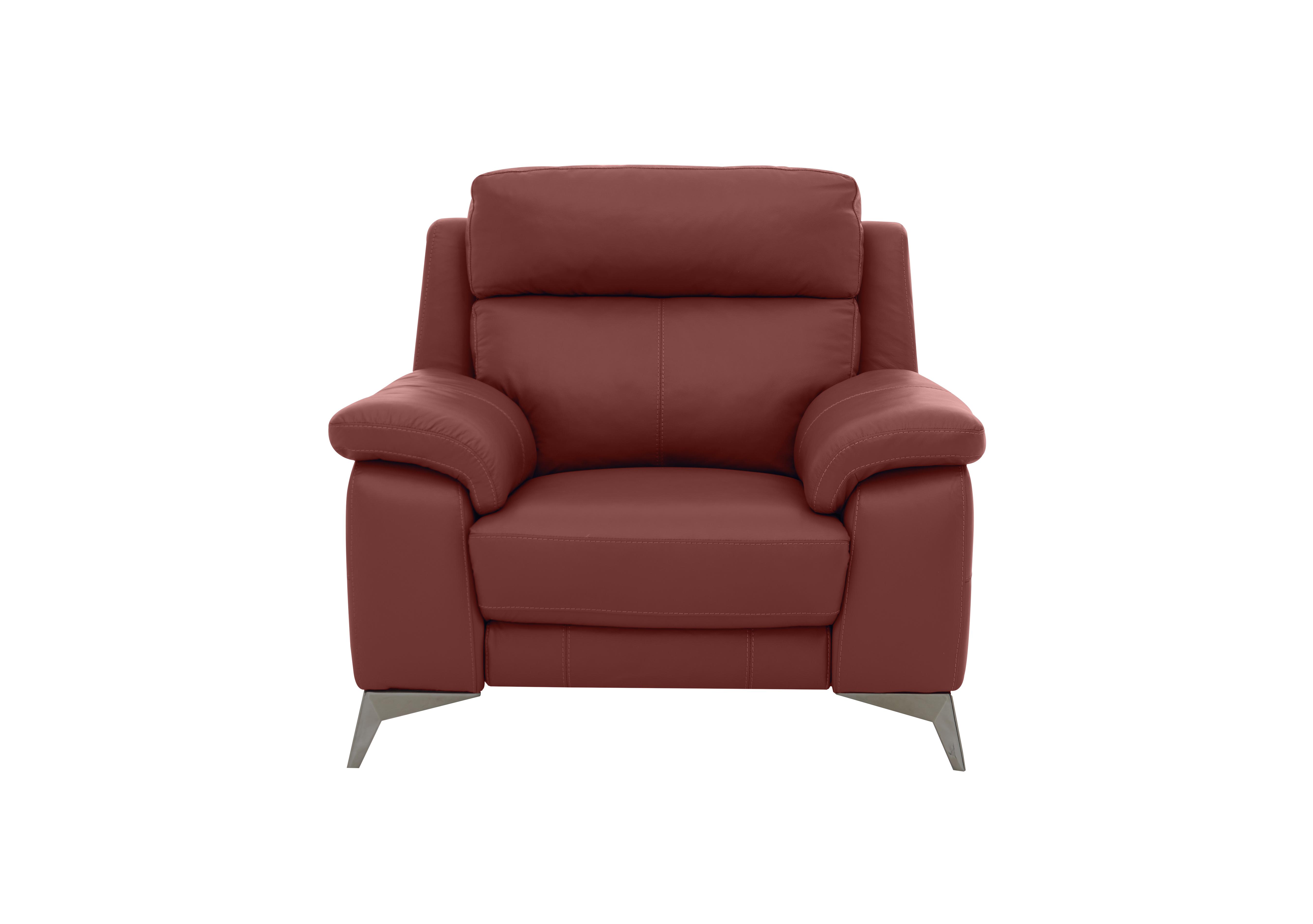 Missouri Leather Recliner Armchair with Power Headrest in Nc-035c Deep Red on Furniture Village