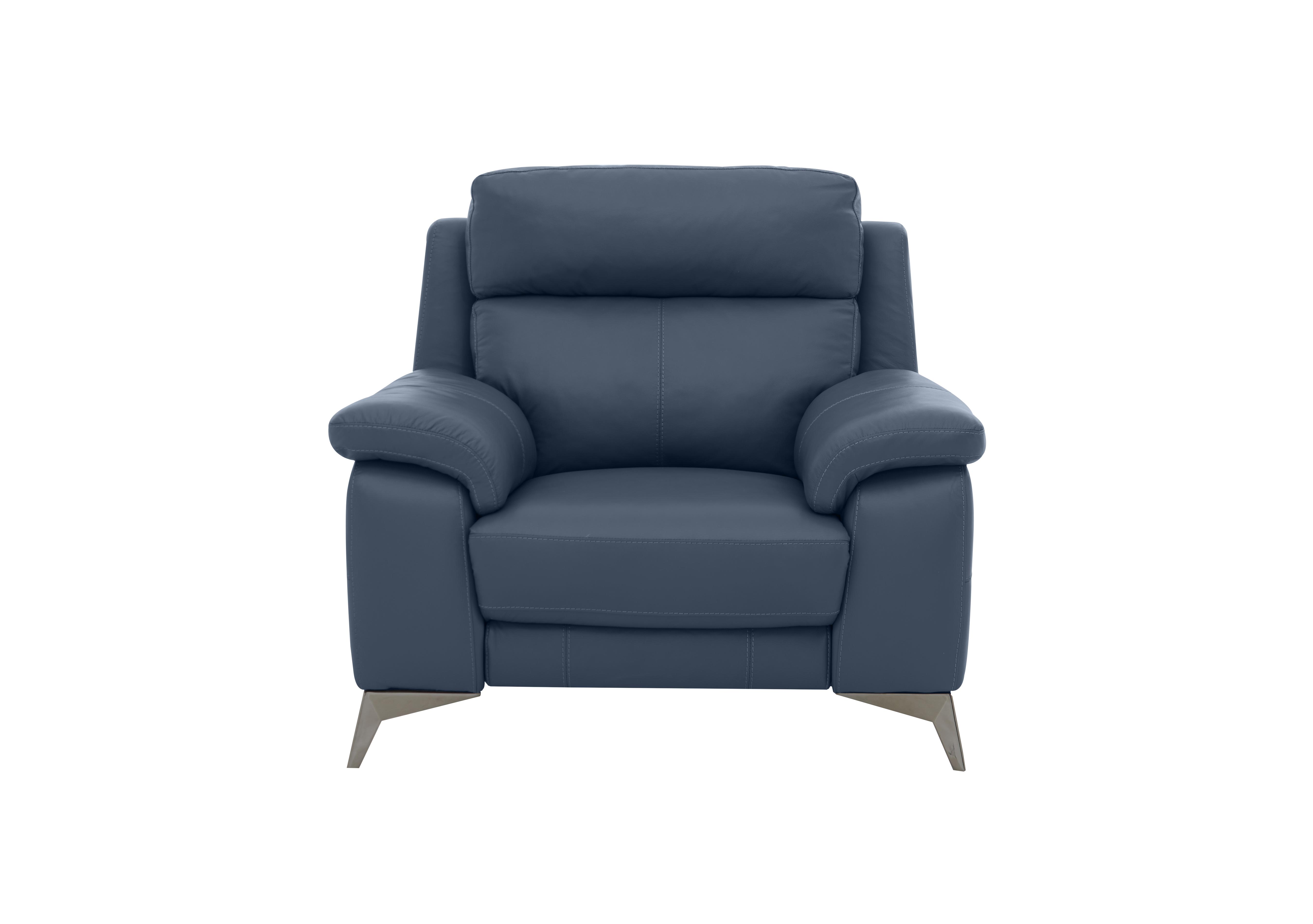 Missouri Leather Recliner Armchair with Power Headrest in Nc-313e Ocean Blue on Furniture Village