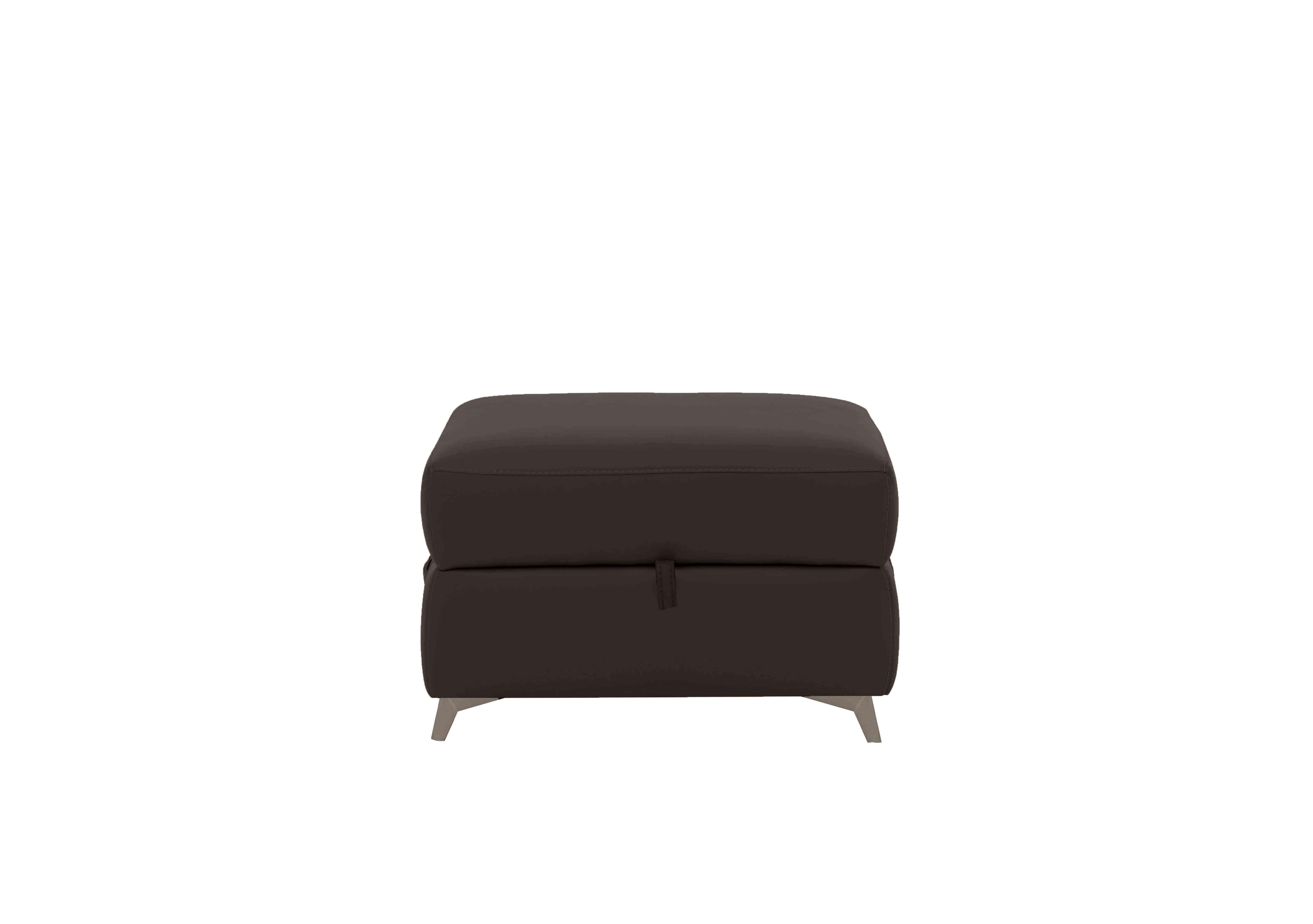 Missouri Leather Storage Footstool in Bv-1748 Dark Chocolate on Furniture Village