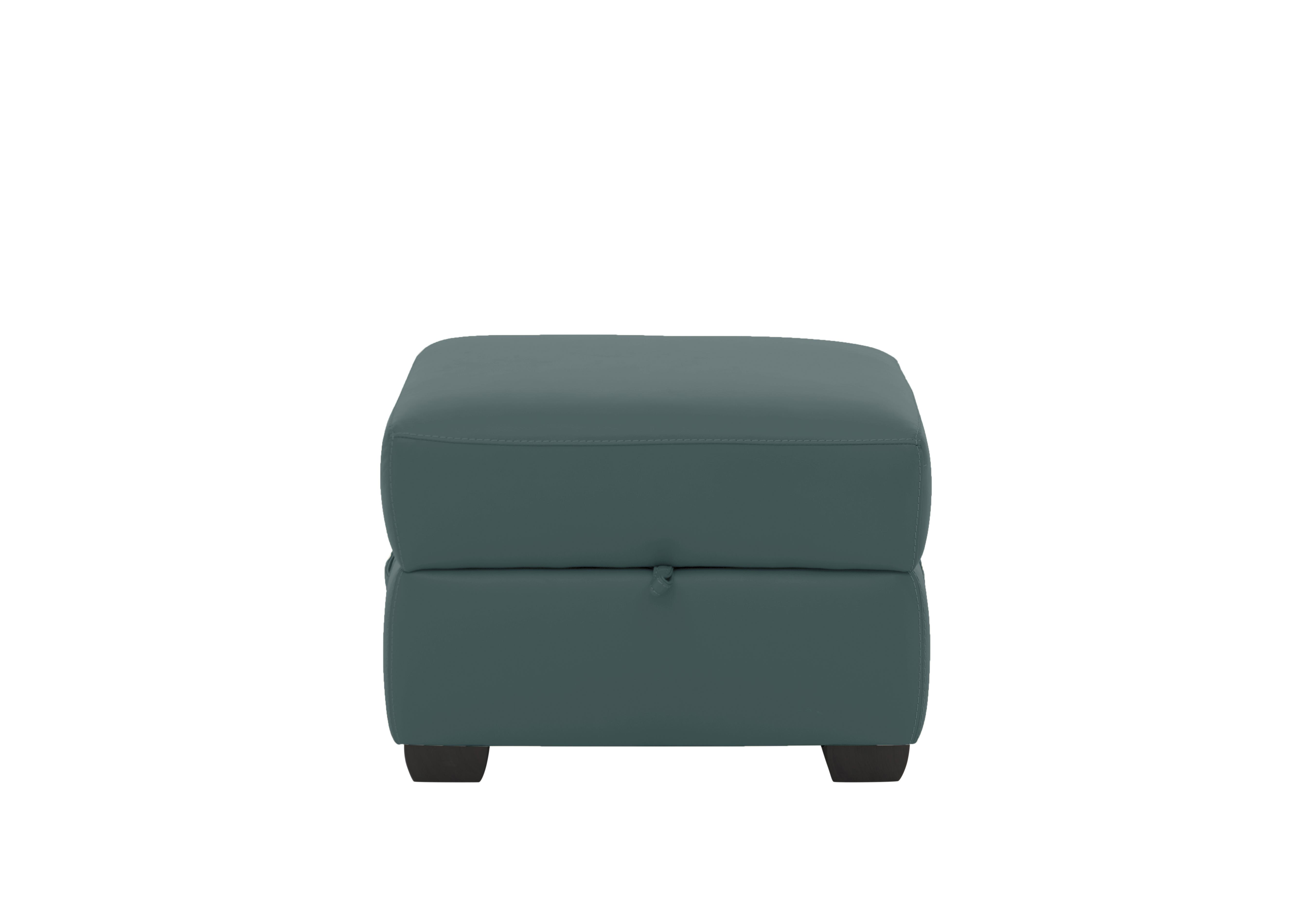 Missouri Leather Storage Footstool in Bv-301e Lake Green on Furniture Village