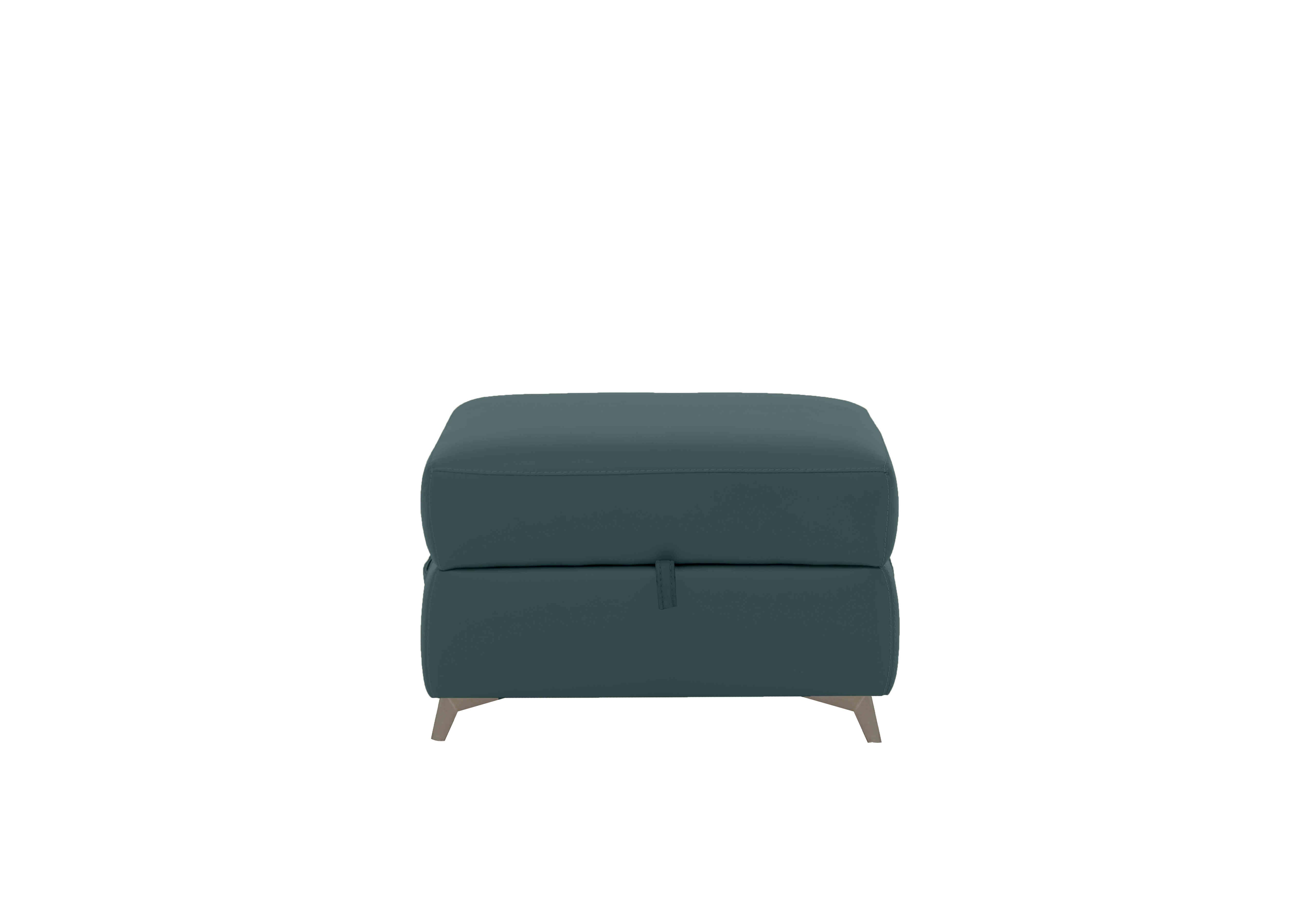 Missouri Leather Storage Footstool in Bv-301e Lake Green on Furniture Village