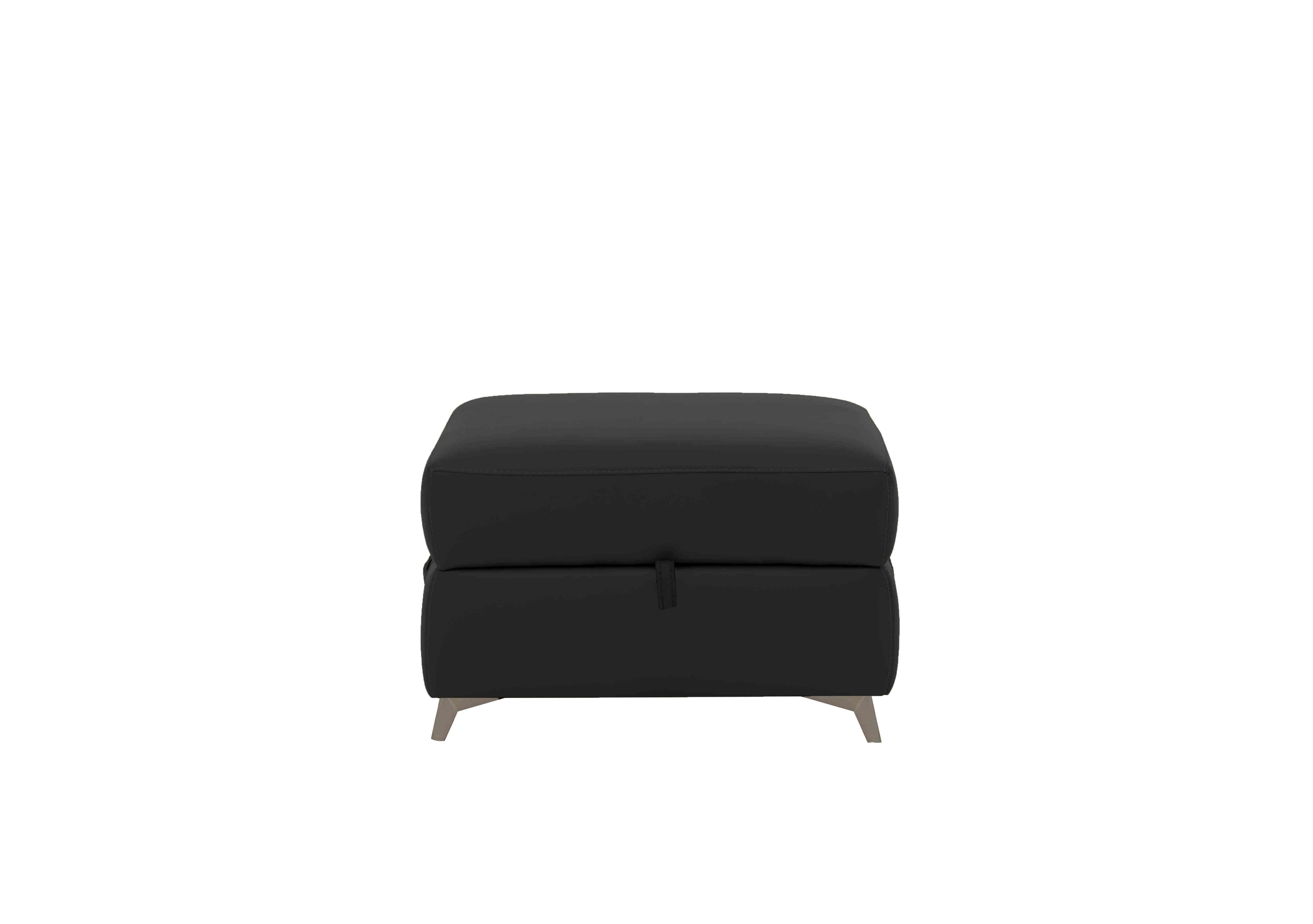 Missouri Leather Storage Footstool in Bv-3500 Classic Black on Furniture Village