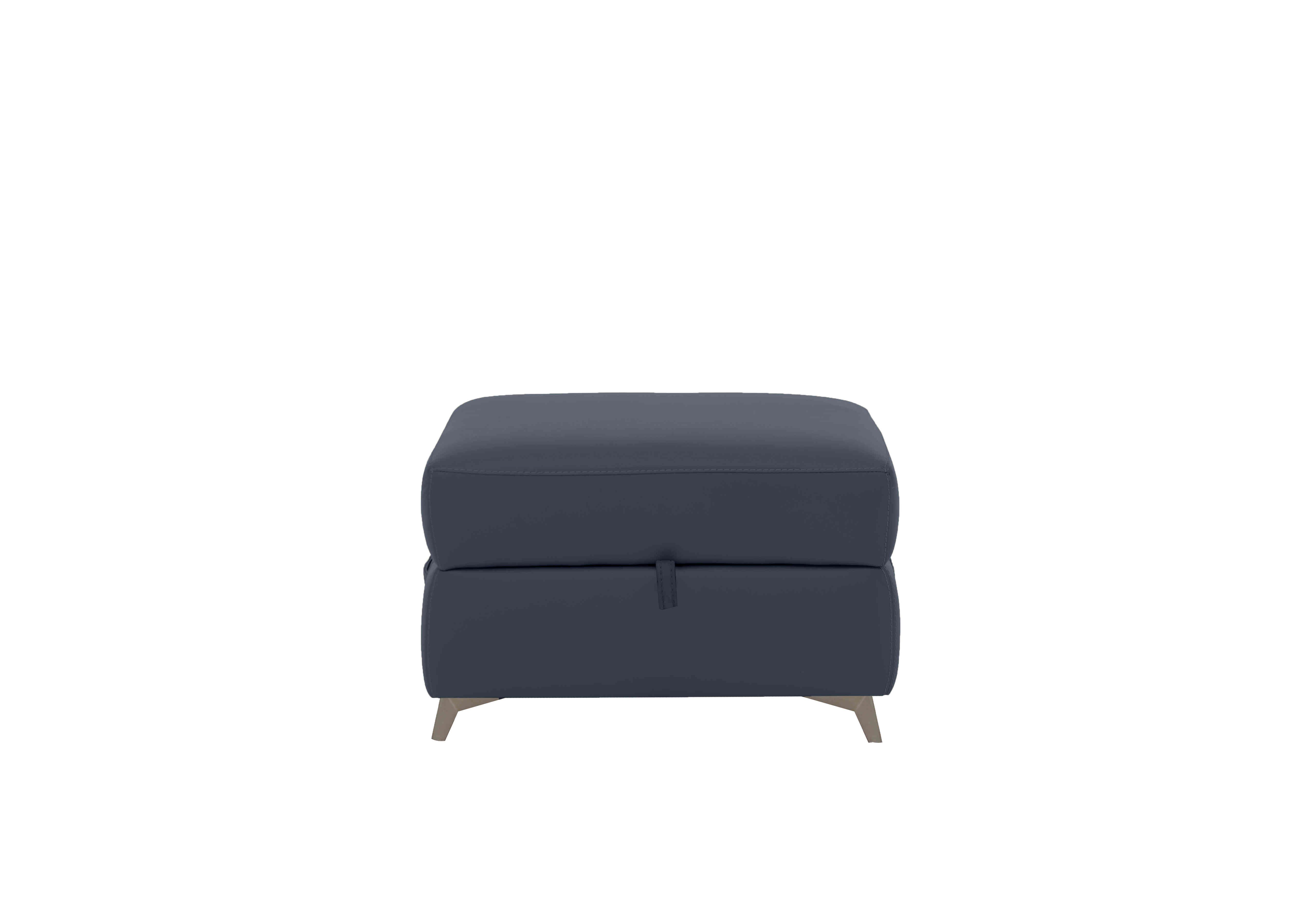 Missouri Leather Storage Footstool in Hw-313e Ocean Blue on Furniture Village