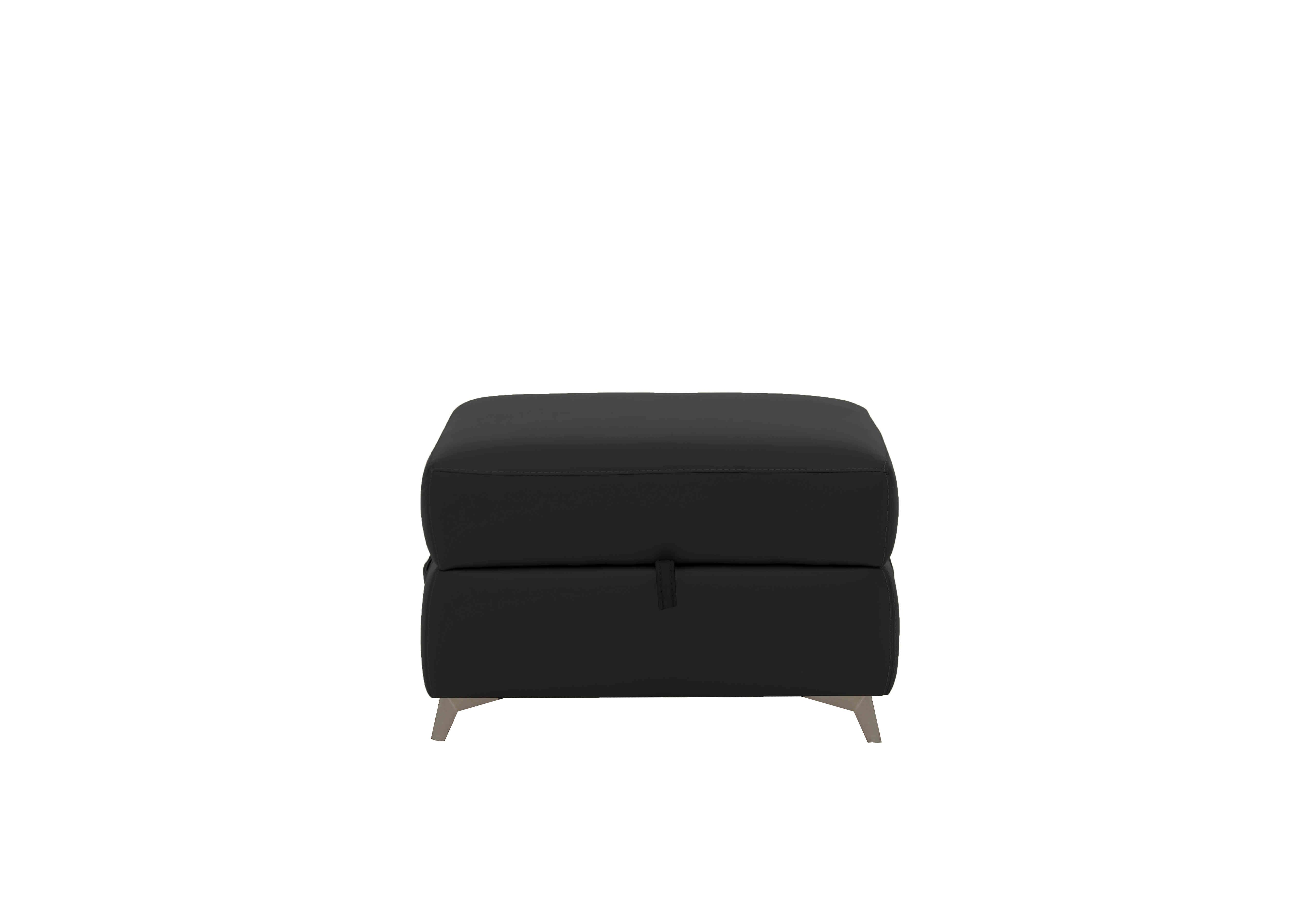 Missouri Leather Storage Footstool in Nc-023c Black on Furniture Village