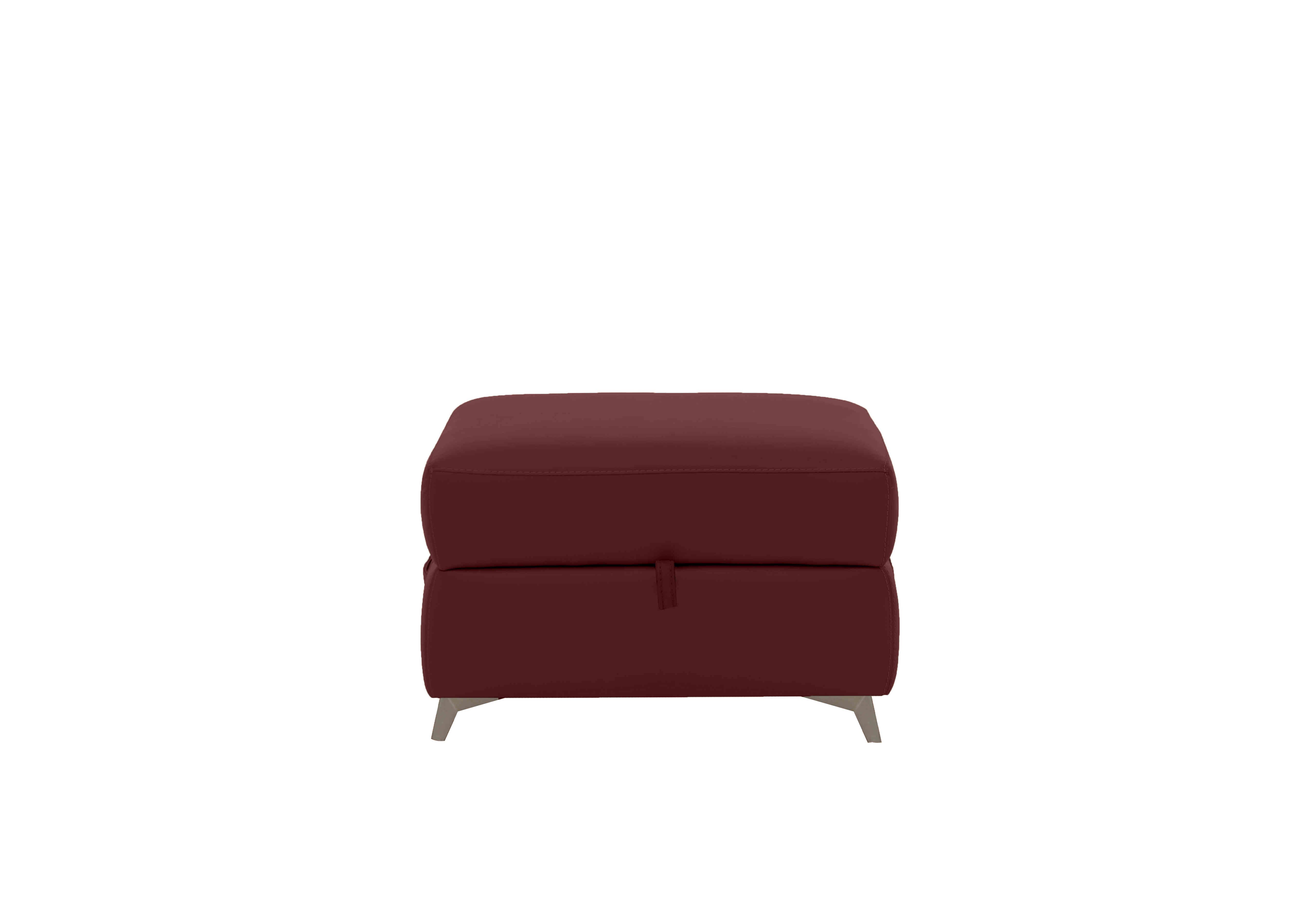 Missouri Leather Storage Footstool in Nc-035c Deep Red on Furniture Village