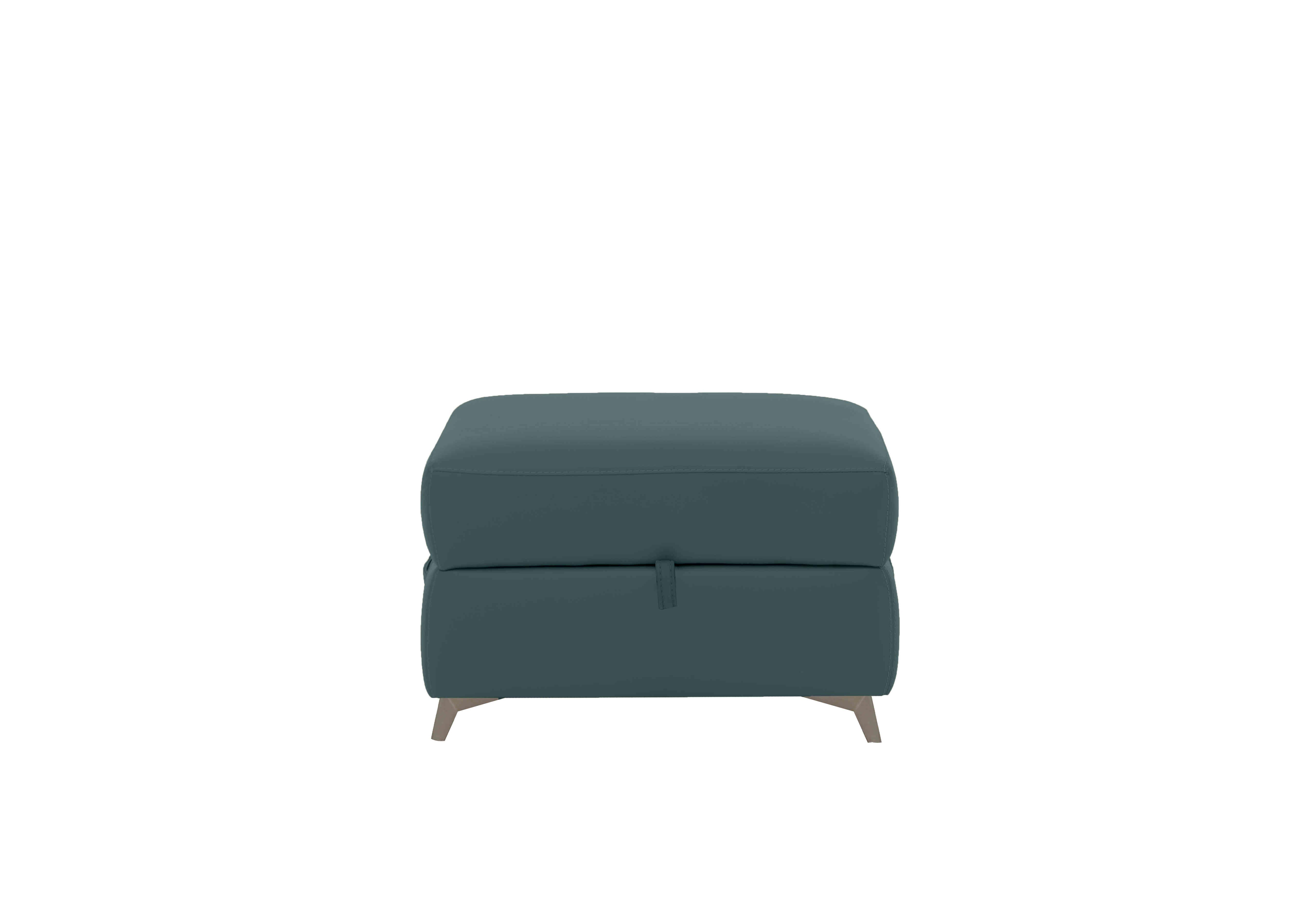Missouri Leather Storage Footstool in Nc-301e Lake Green on Furniture Village