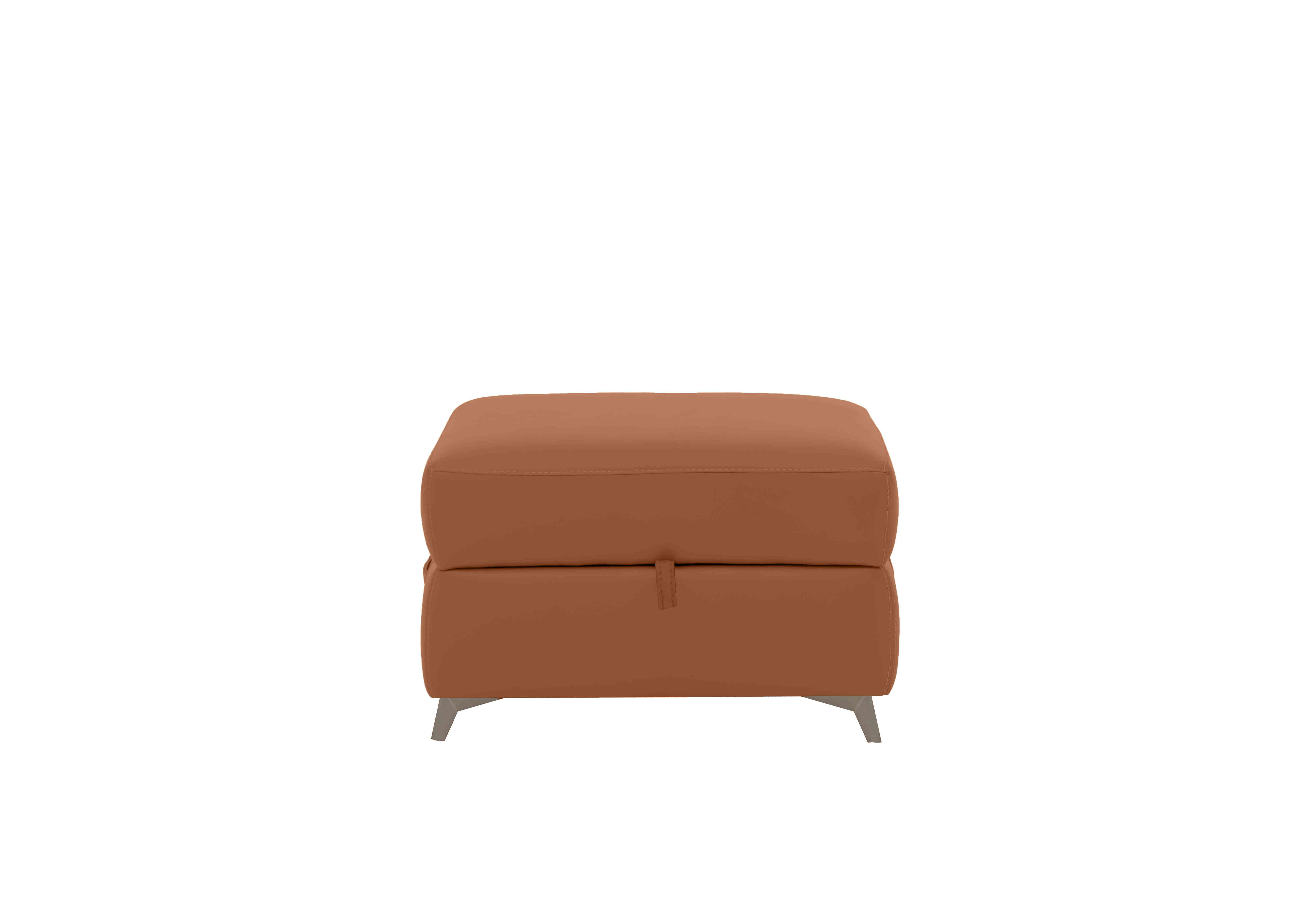 Missouri Leather Storage Footstool in Nc-334e Pecan Brown on Furniture Village