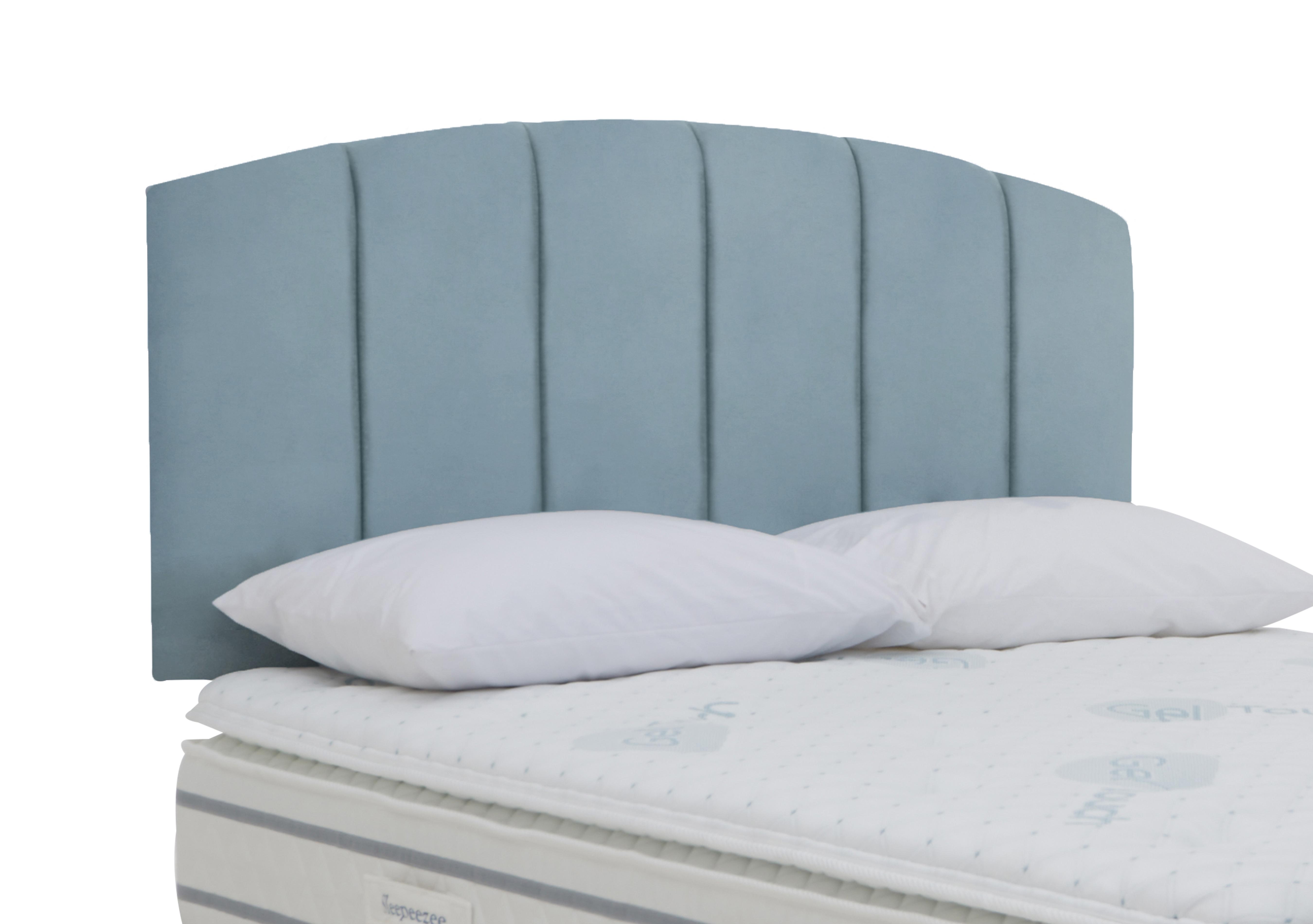 Banff Strutted Headboard in Plush Light Blue on Furniture Village