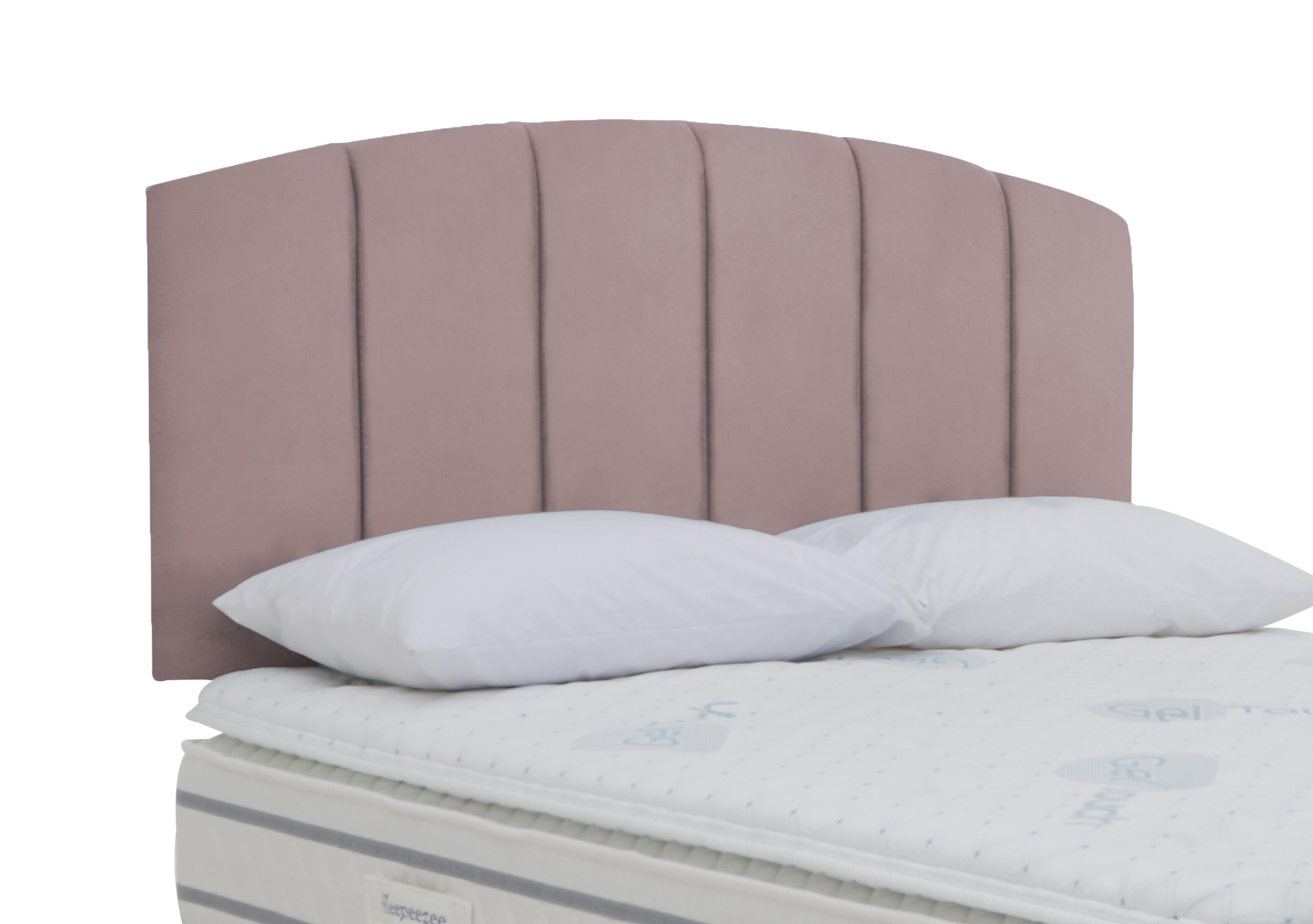Banff Strutted Headboard in Plush Light Pink on Furniture Village
