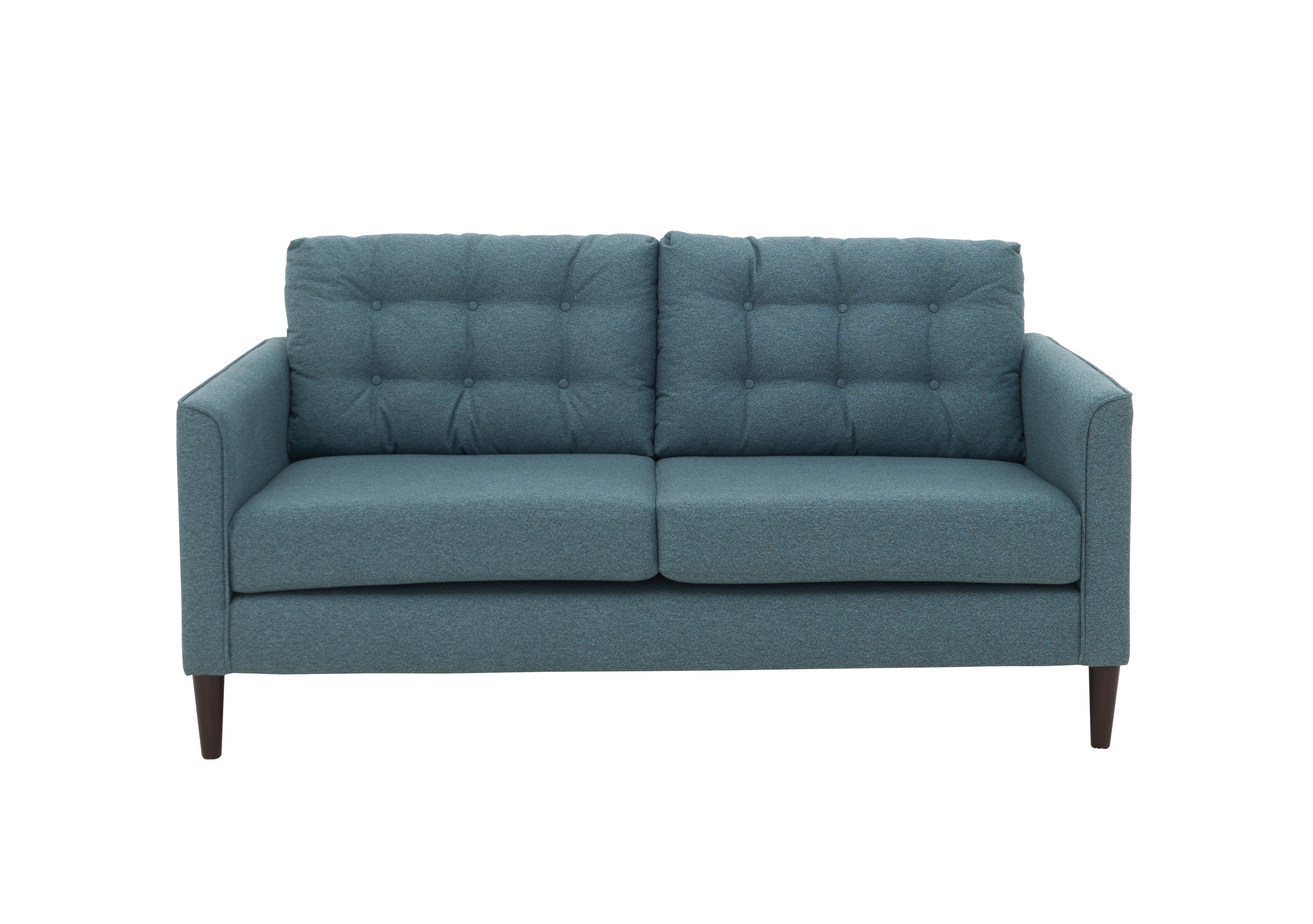 Brick Lane 3 Seater Fabric Sofa in Norfolk Teal Dark Wood on Furniture Village
