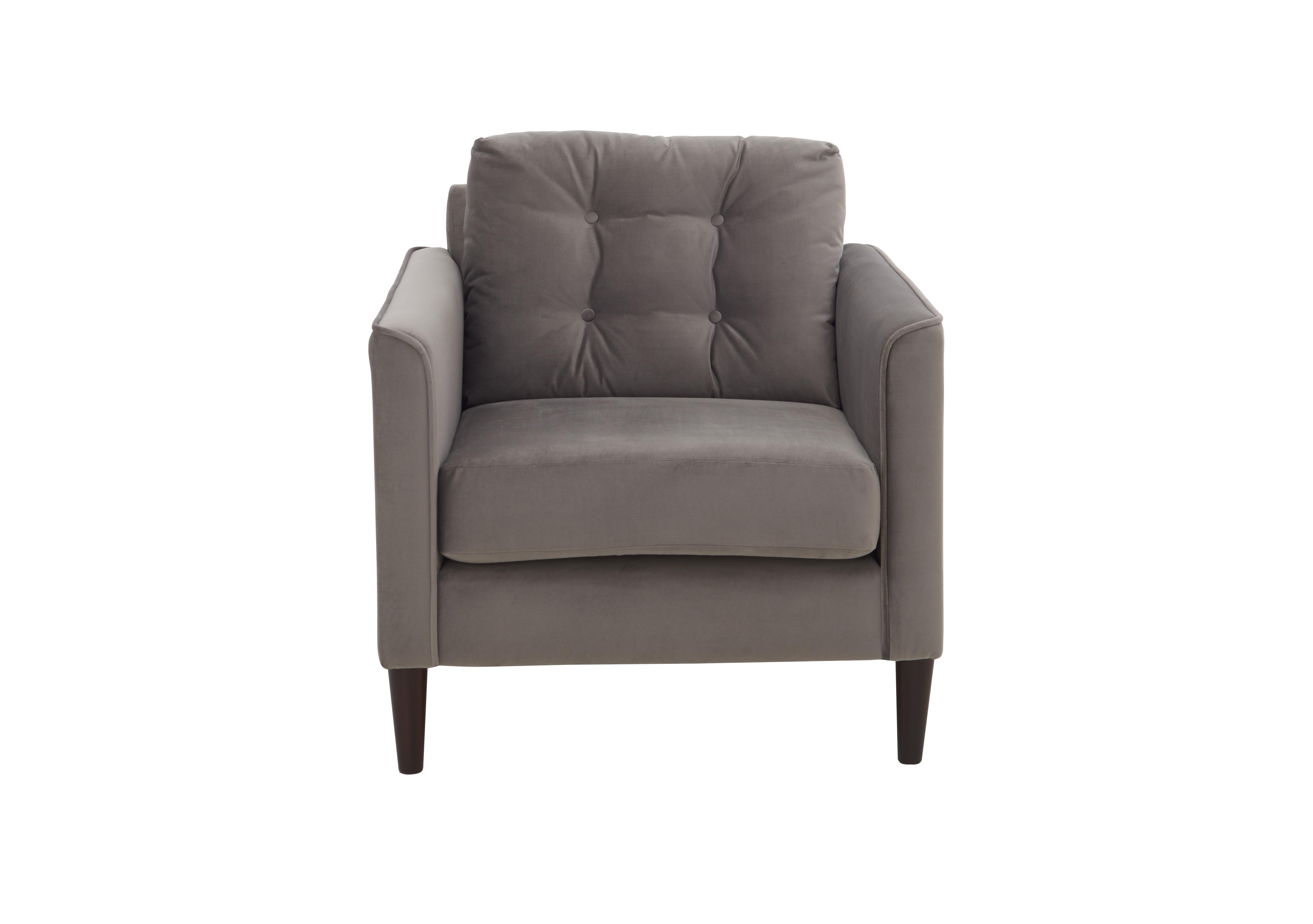 Brick Lane Fabric Armchair in Festival Grey Dark Wood on Furniture Village