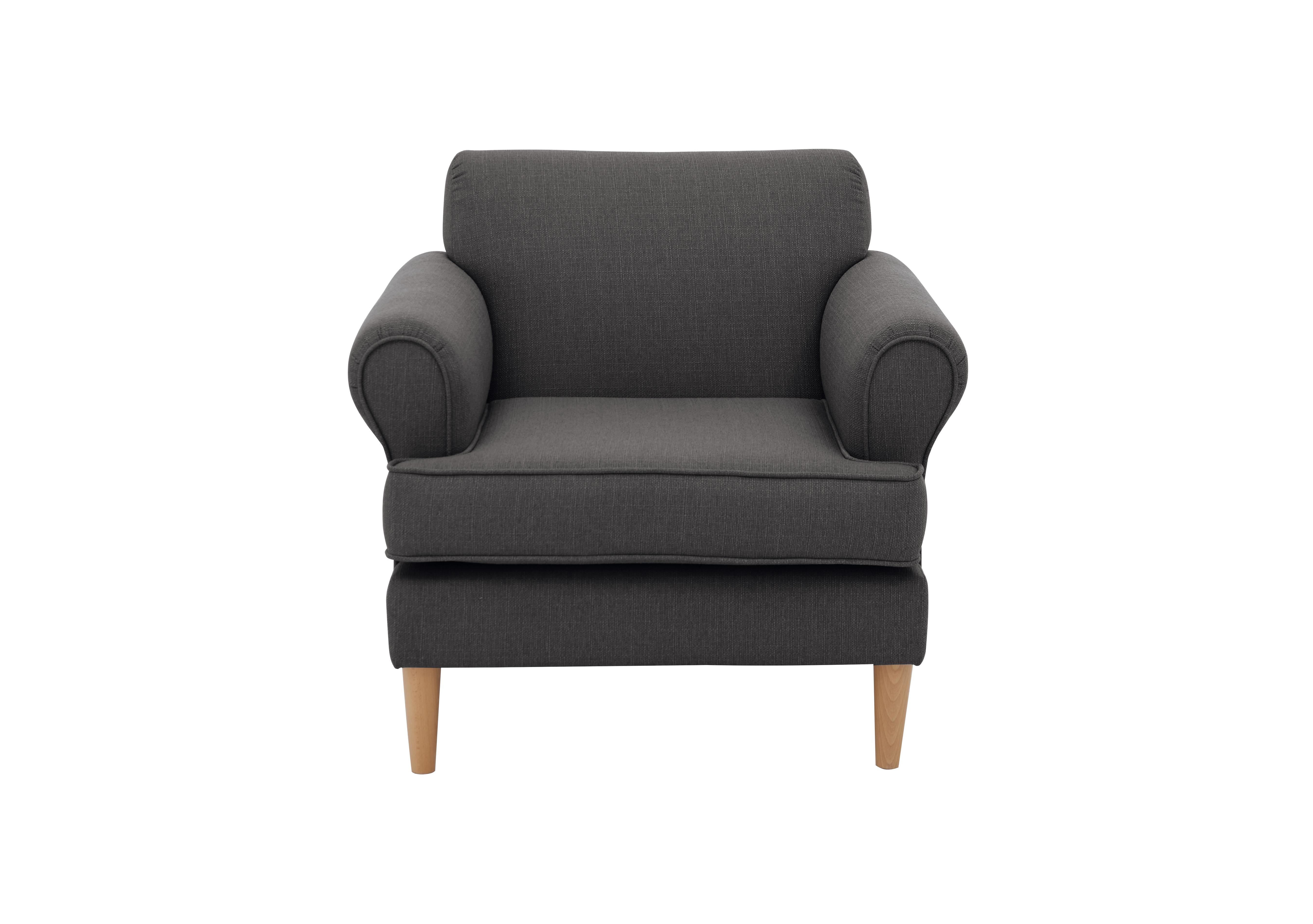 King Street Fabric Armchair in Costa Charcoal Light Wood on Furniture Village