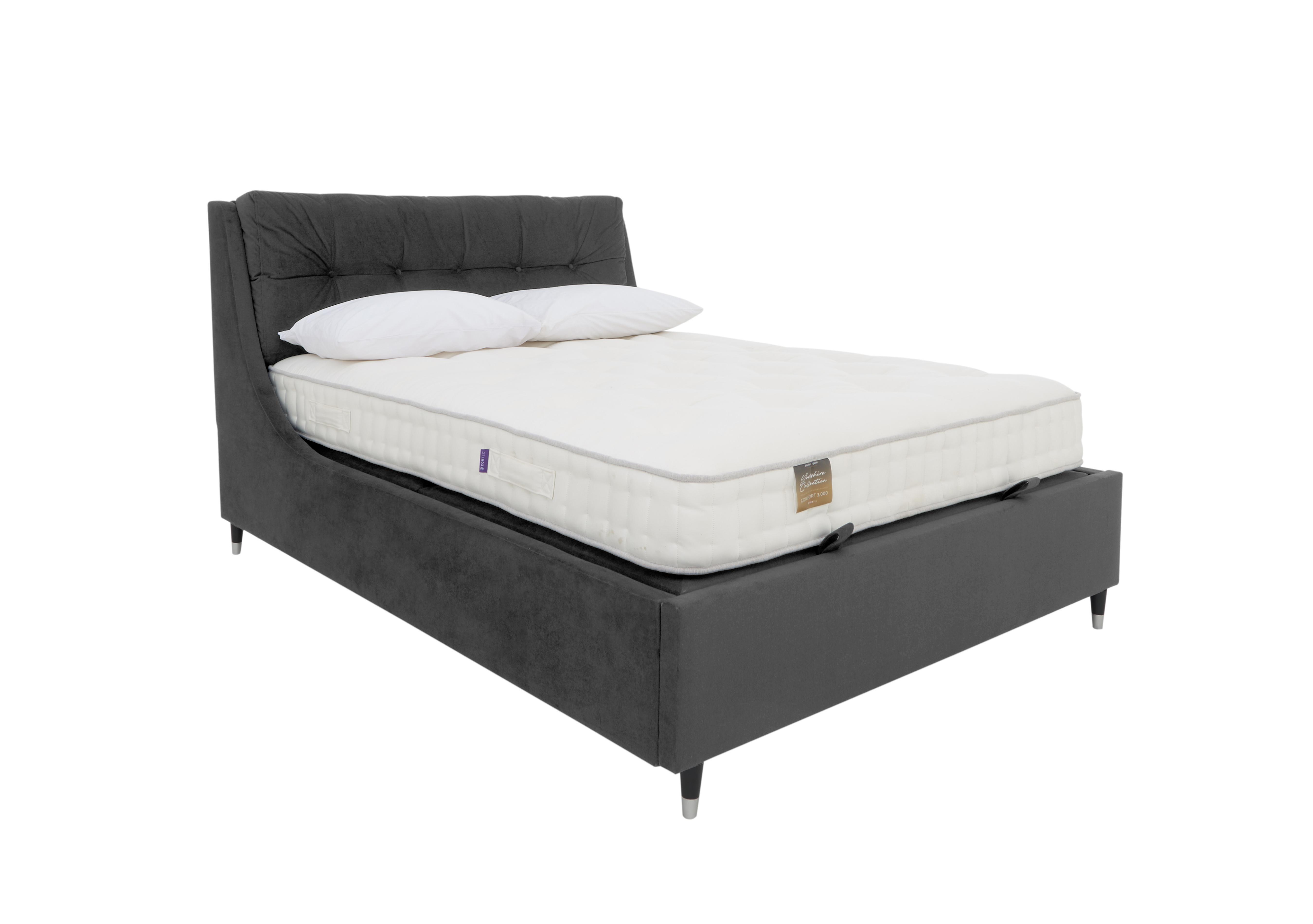 Javier Ottoman King Size Bed Frame in Velvet Smoke on Furniture Village