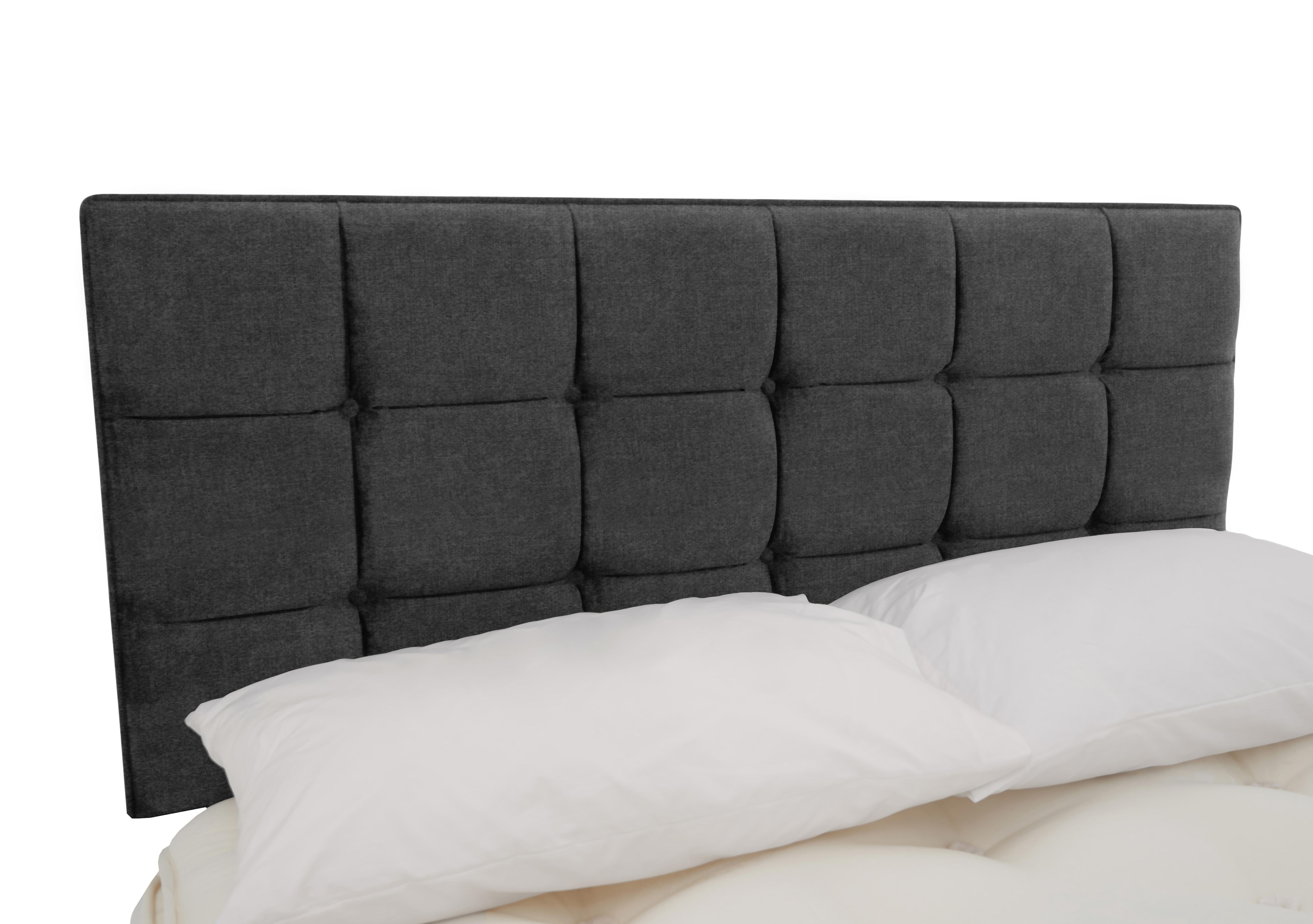 Mia Strutted Headboard in Tweed 801 Charcoal on Furniture Village