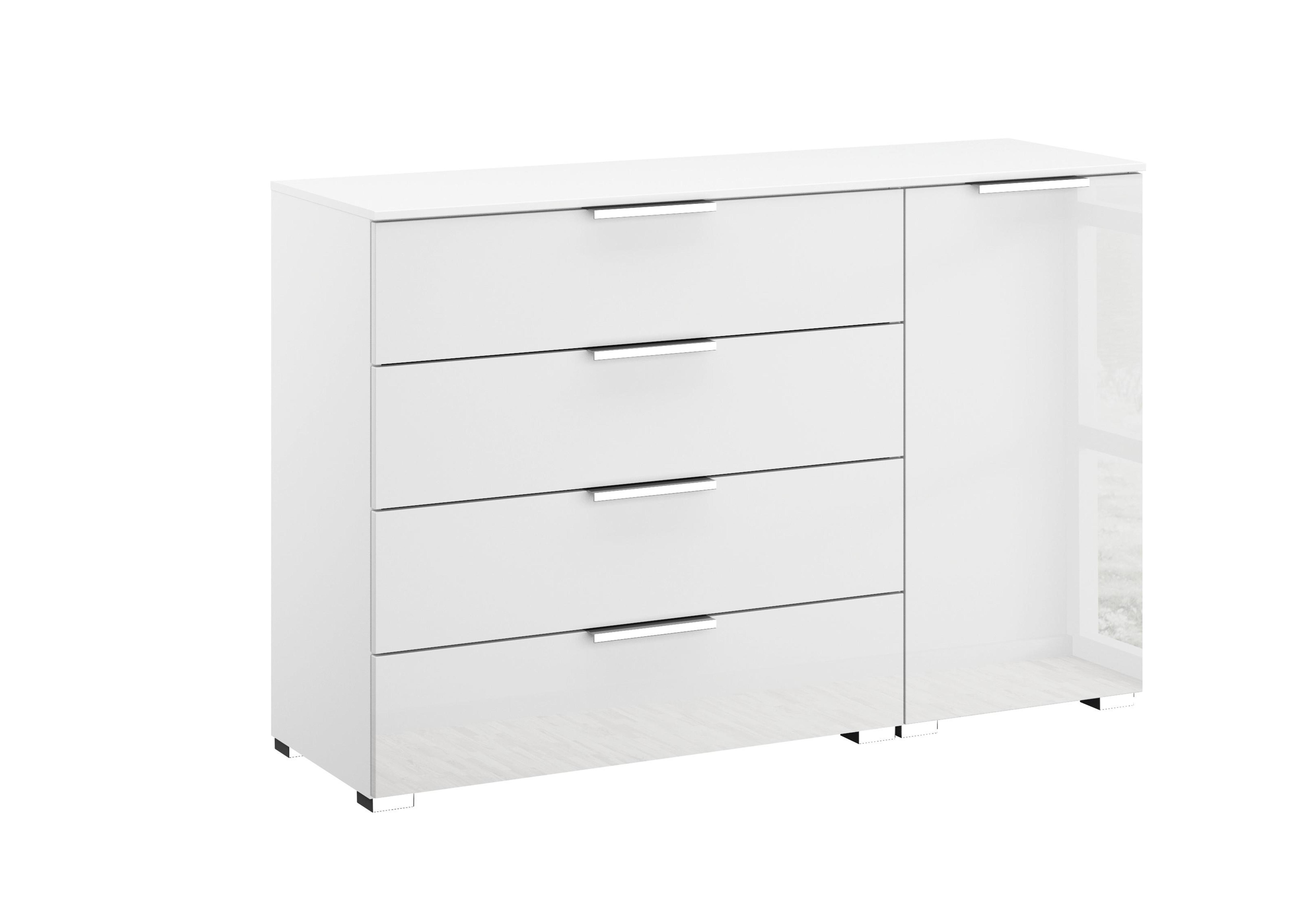 Formes Glass 4 Drawer 1 Door Chest in A131b White White Front on Furniture Village