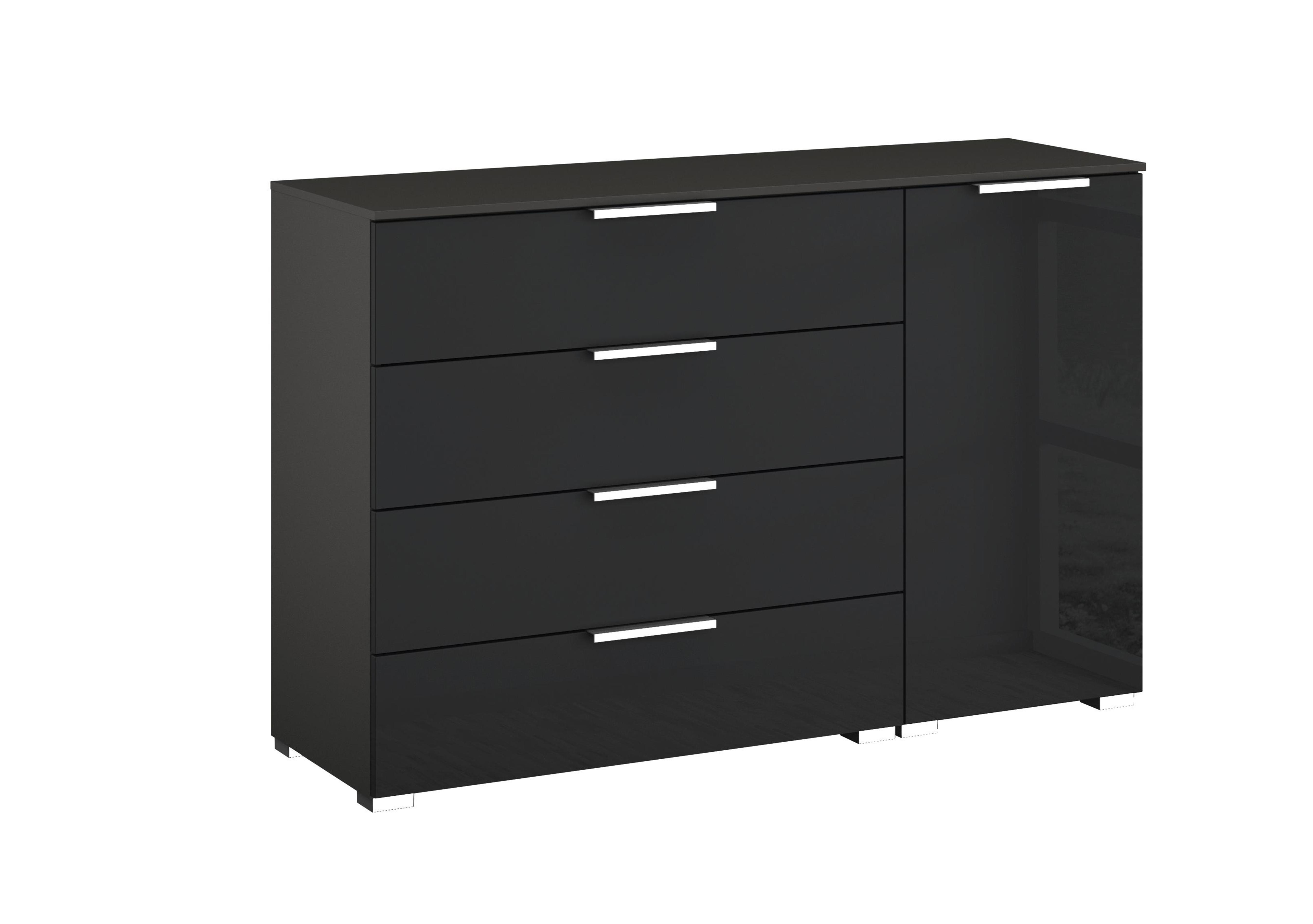 Formes Glass 4 Drawer 1 Door Chest in A140b Graphite Basalt Front on Furniture Village