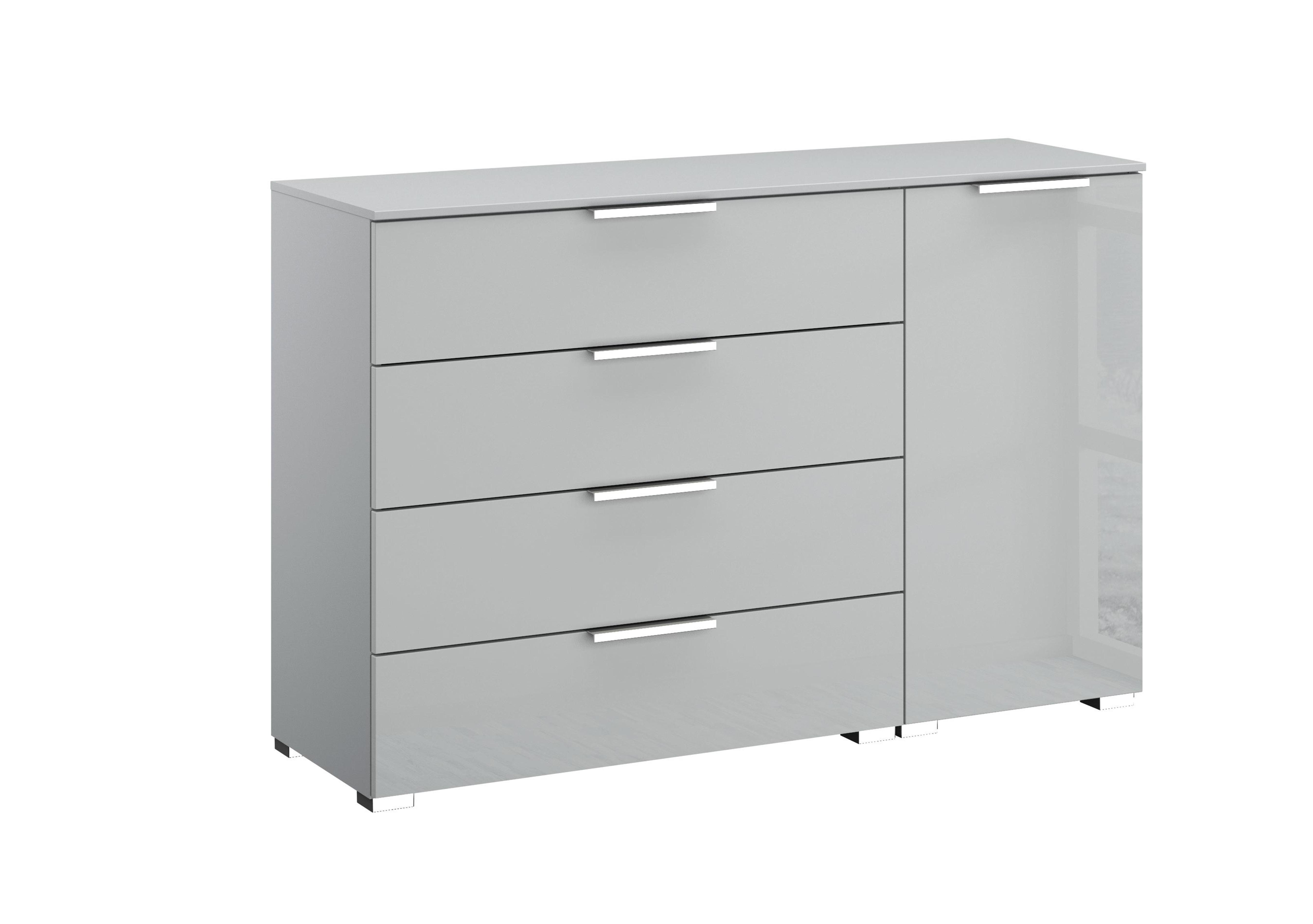 Formes Glass 4 Drawer 1 Door Chest in A145b Silk Grey Silk Grey Frnt on Furniture Village