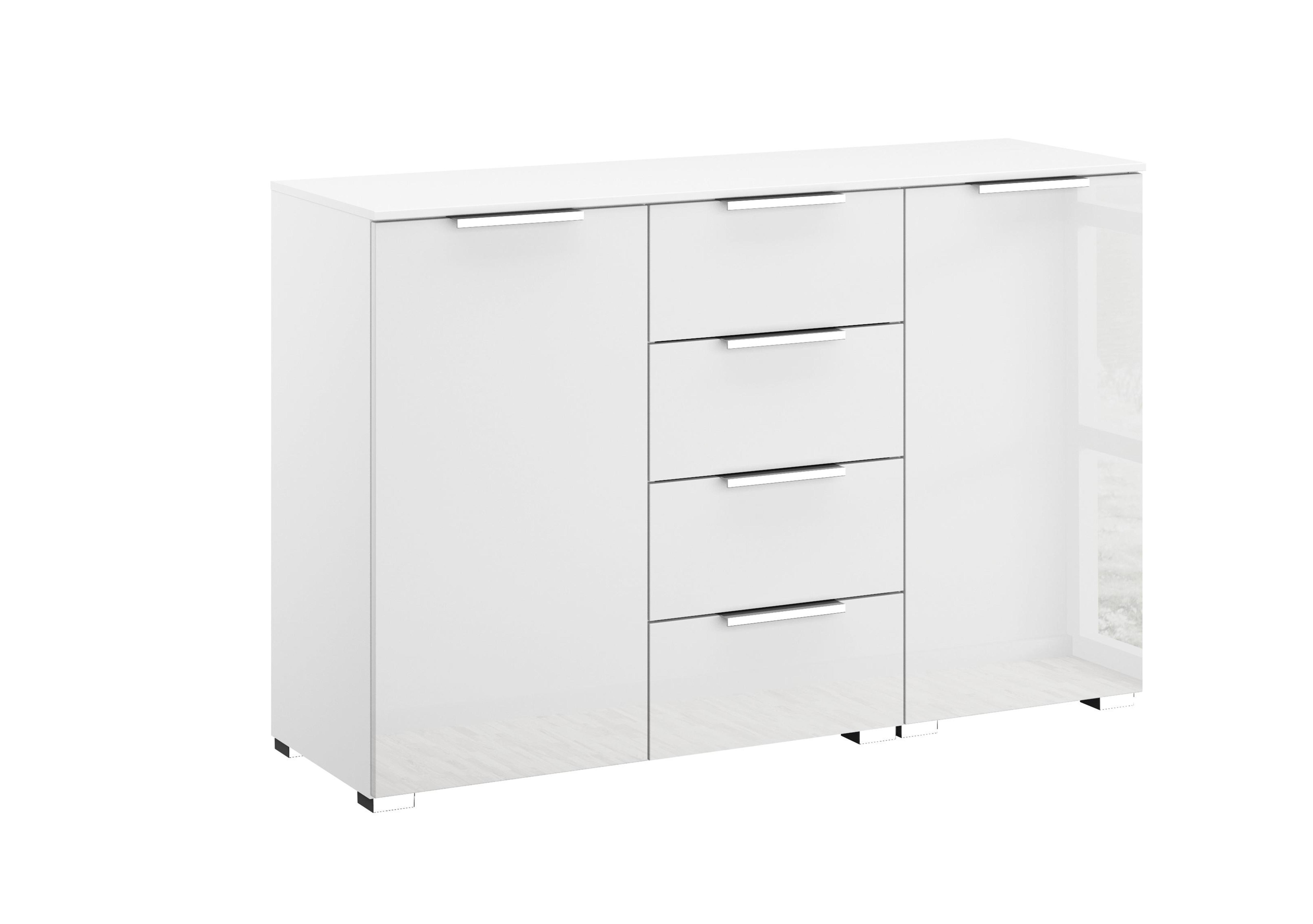 Formes Glass 4 Drawer 2 Door Chest in A131b White White Front on Furniture Village