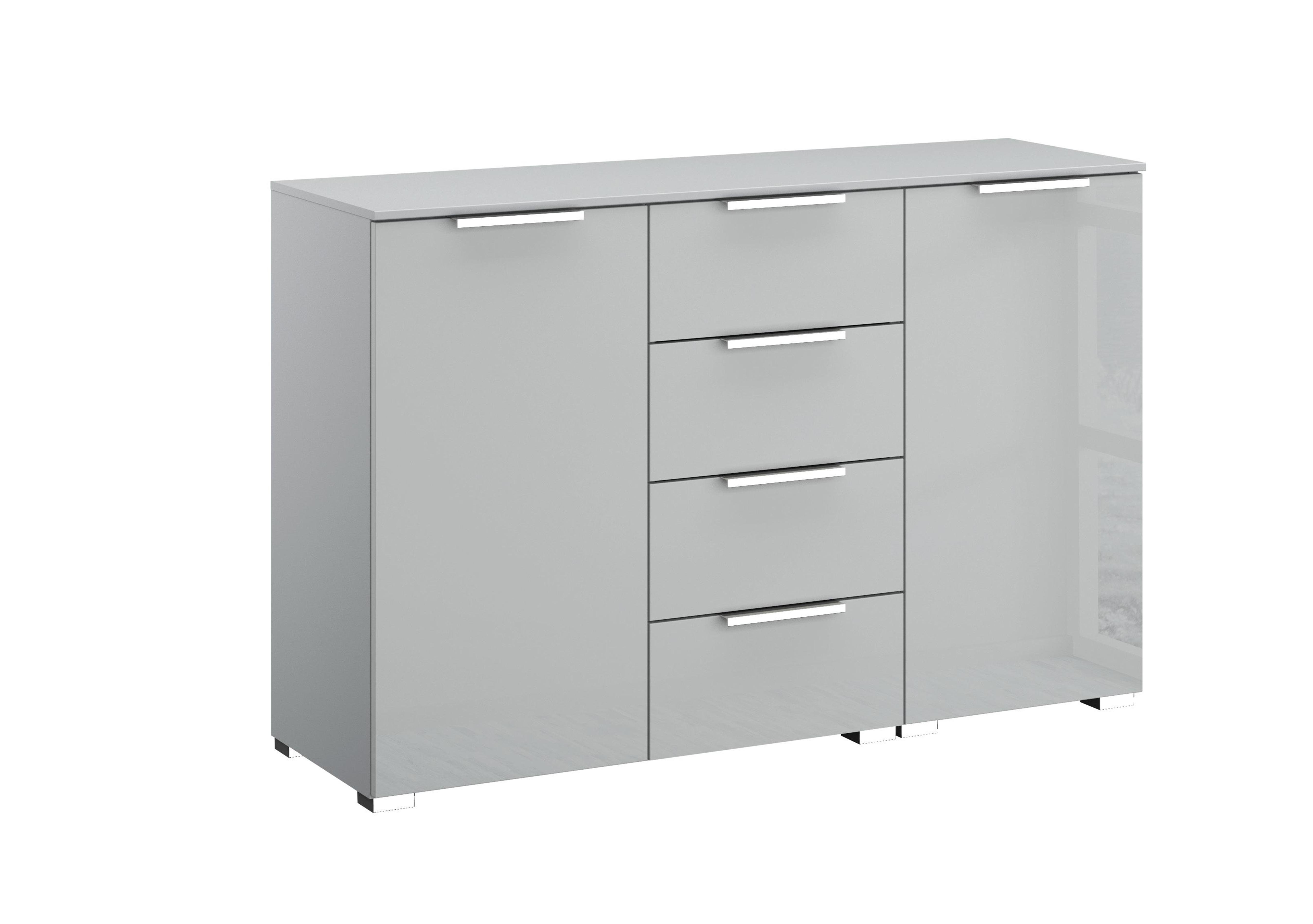 Formes Glass 4 Drawer 2 Door Chest in A145b Silk Grey Silk Grey Frnt on Furniture Village