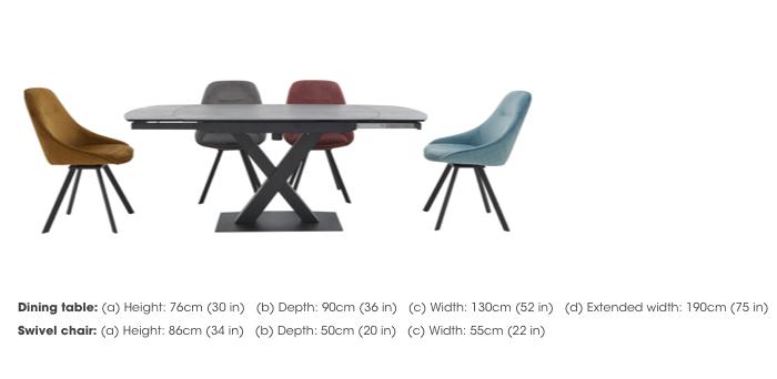 Arctic Extending Dining Table with Graphite Top and 4 Swivel Chairs in  on Furniture Village