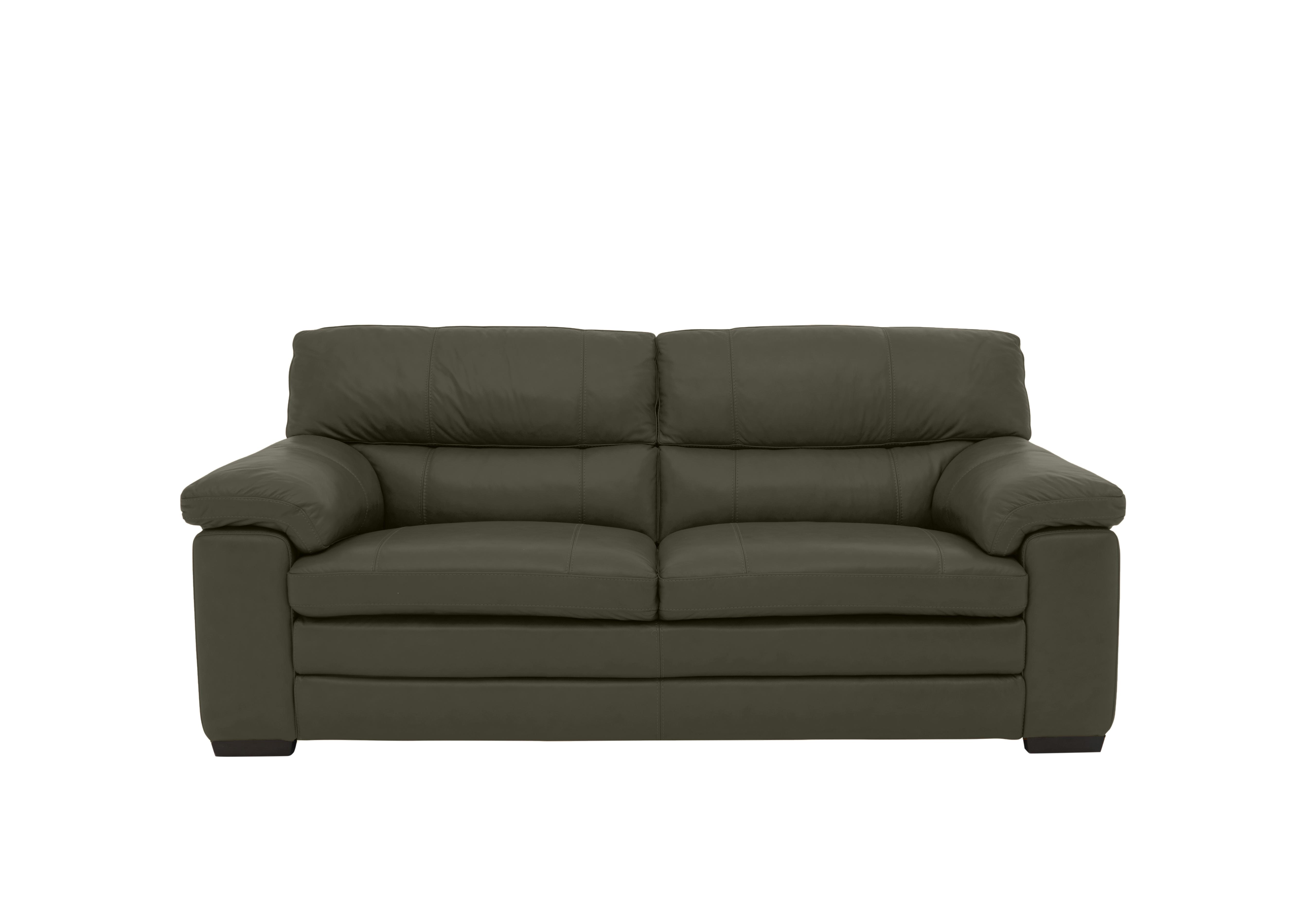 Cozee Leather 2.5 Seater Sofa in Nw-548e Olive on Furniture Village