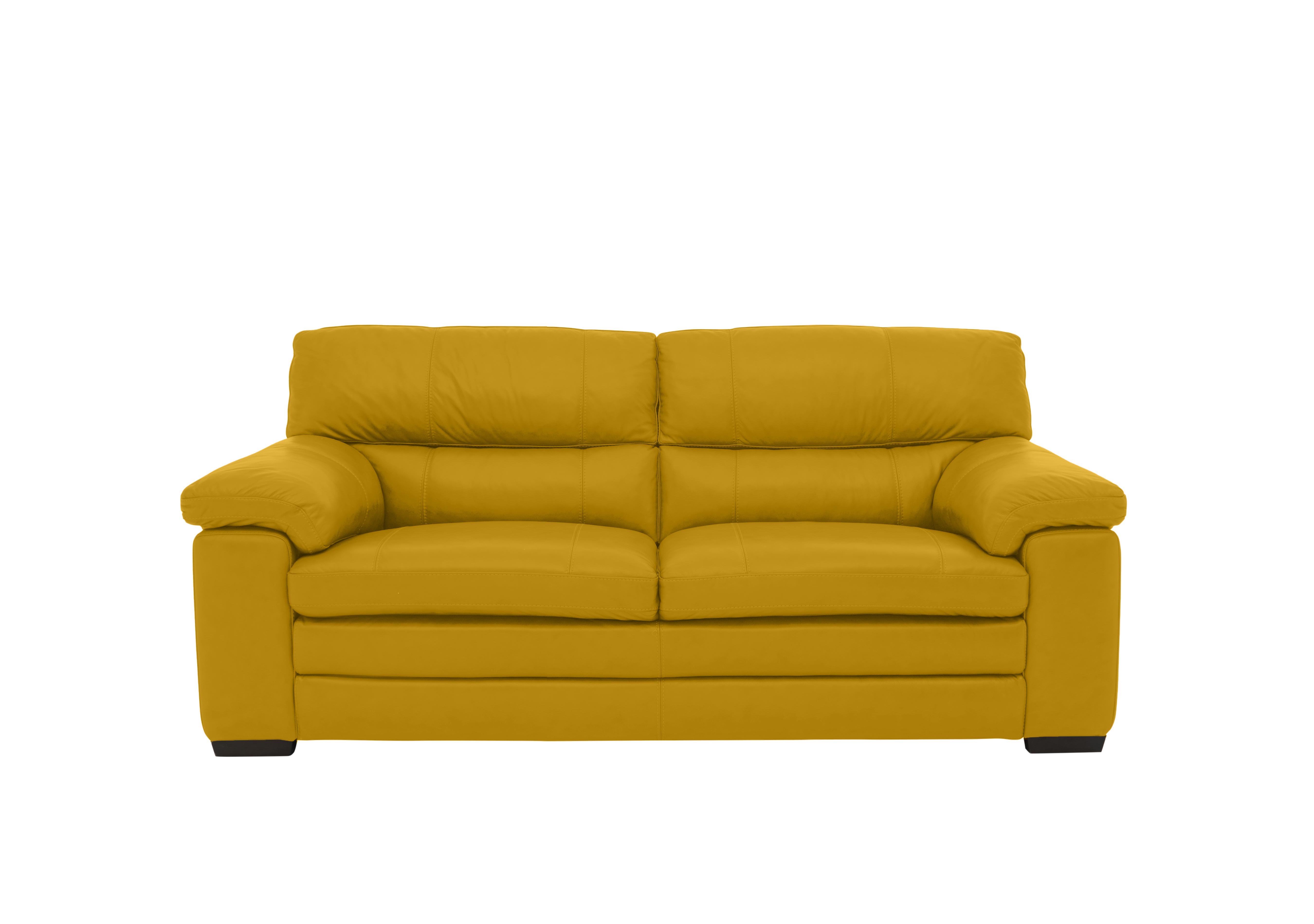 Cozee Leather 2.5 Seater Sofa in Nw-663e Yellow on Furniture Village