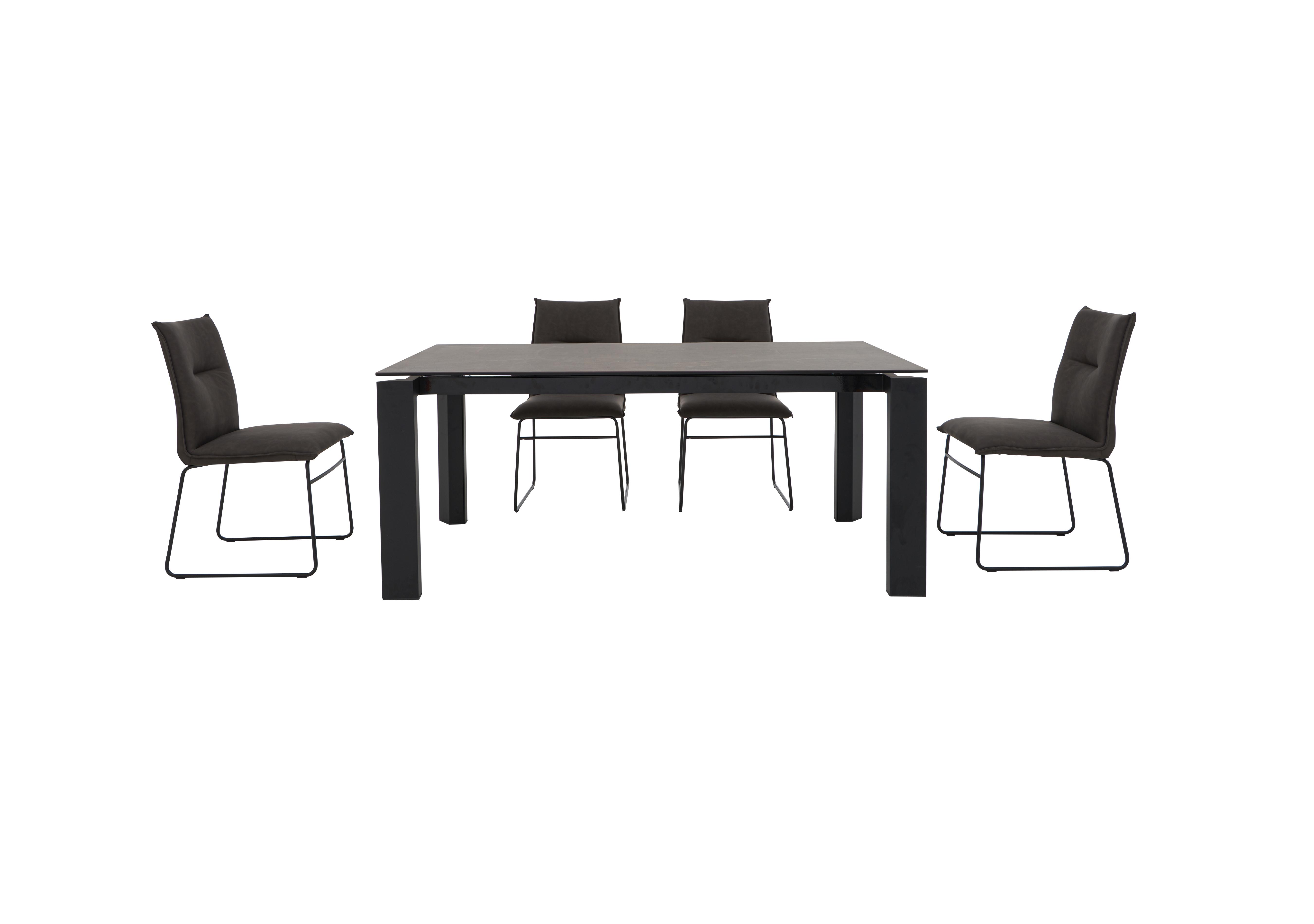 Gate Medium Extending Dining Table and 4 Maya Ski Leg Faux Leather Dining Chairs in Ebony on Furniture Village