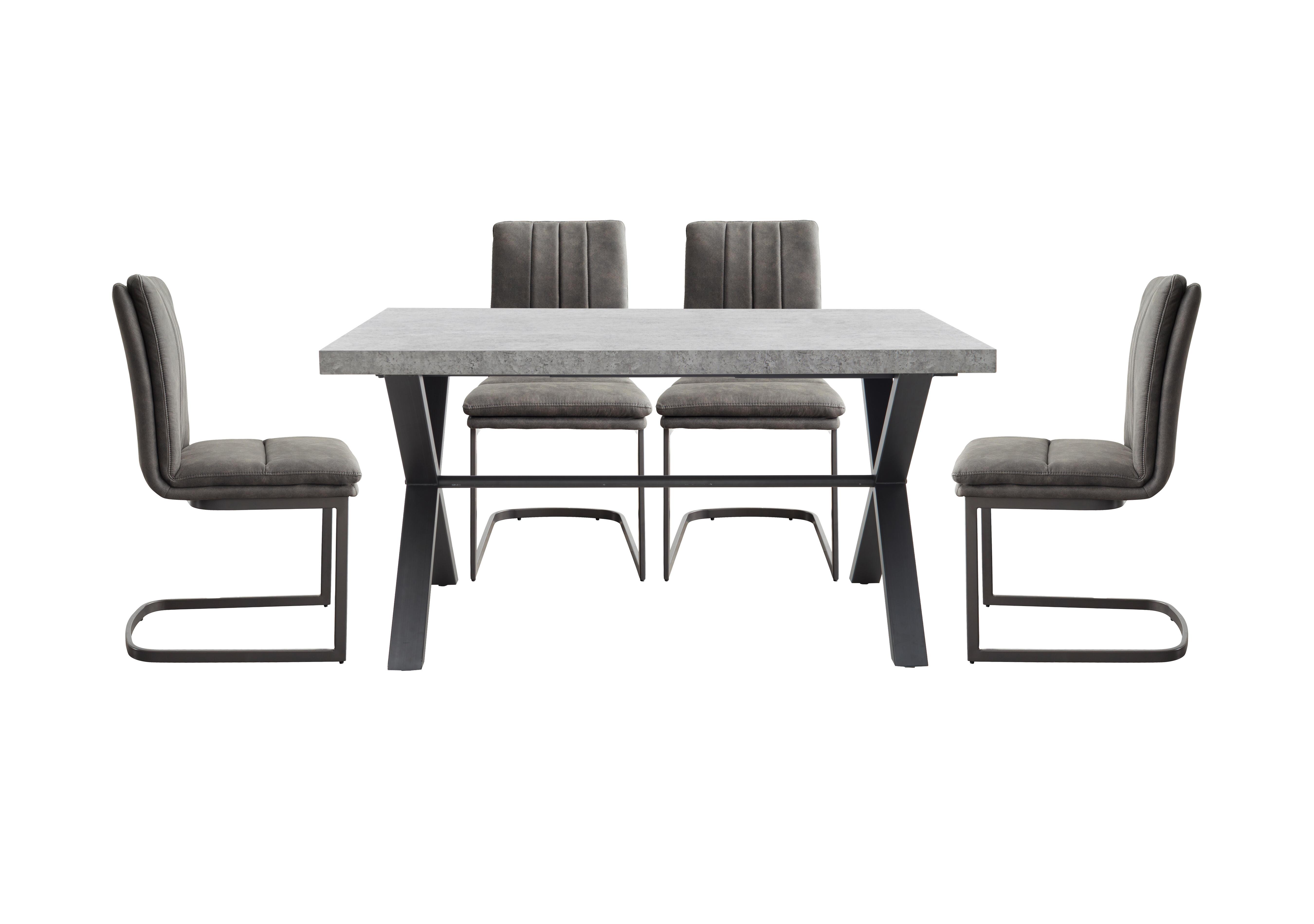 Moon Dining Table with X Shaped Legs and 4 Fabric Cantilever Dining Chairs in  on Furniture Village