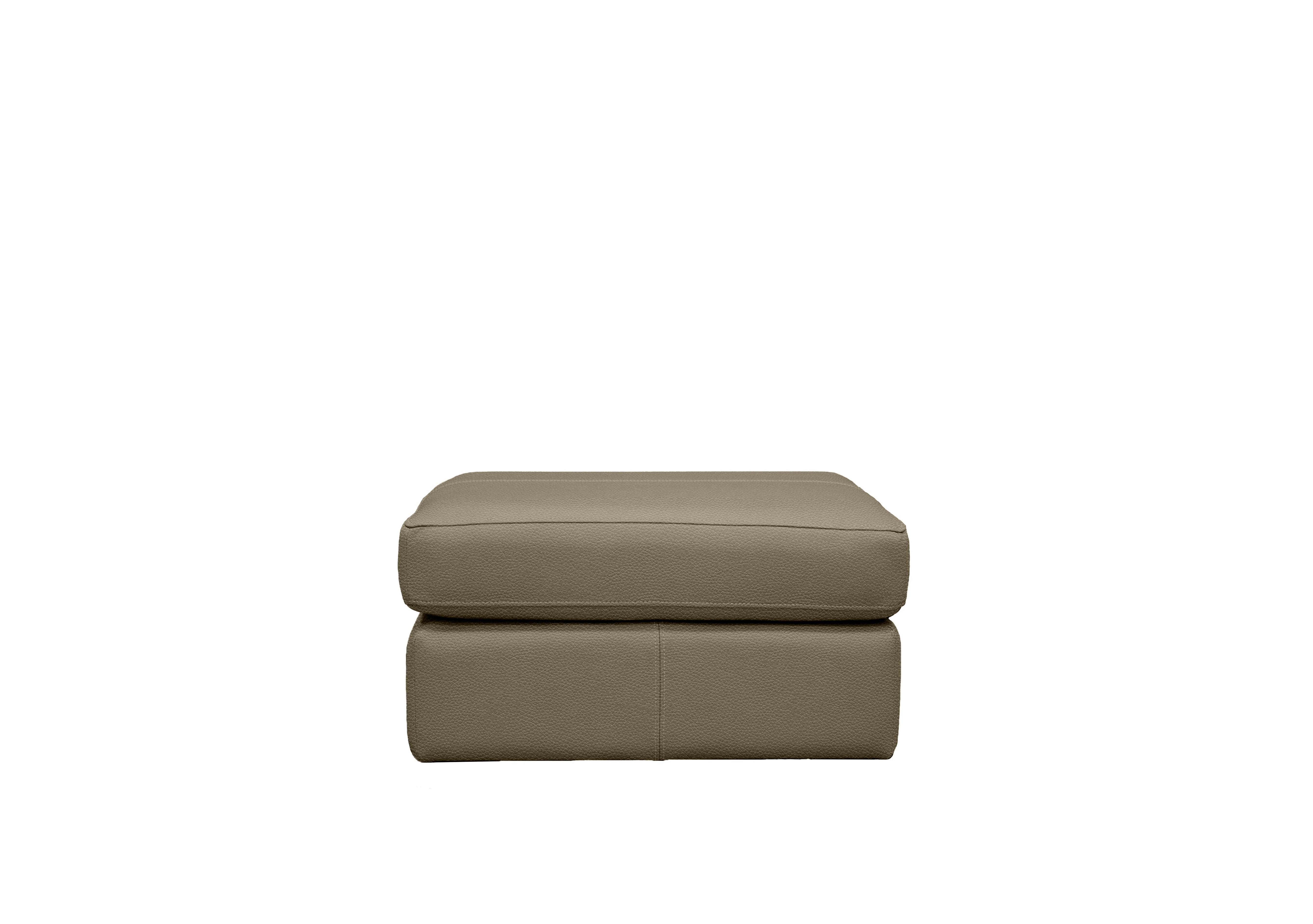 Seattle Leather Footstool in H009 Durham Mushroom on Furniture Village