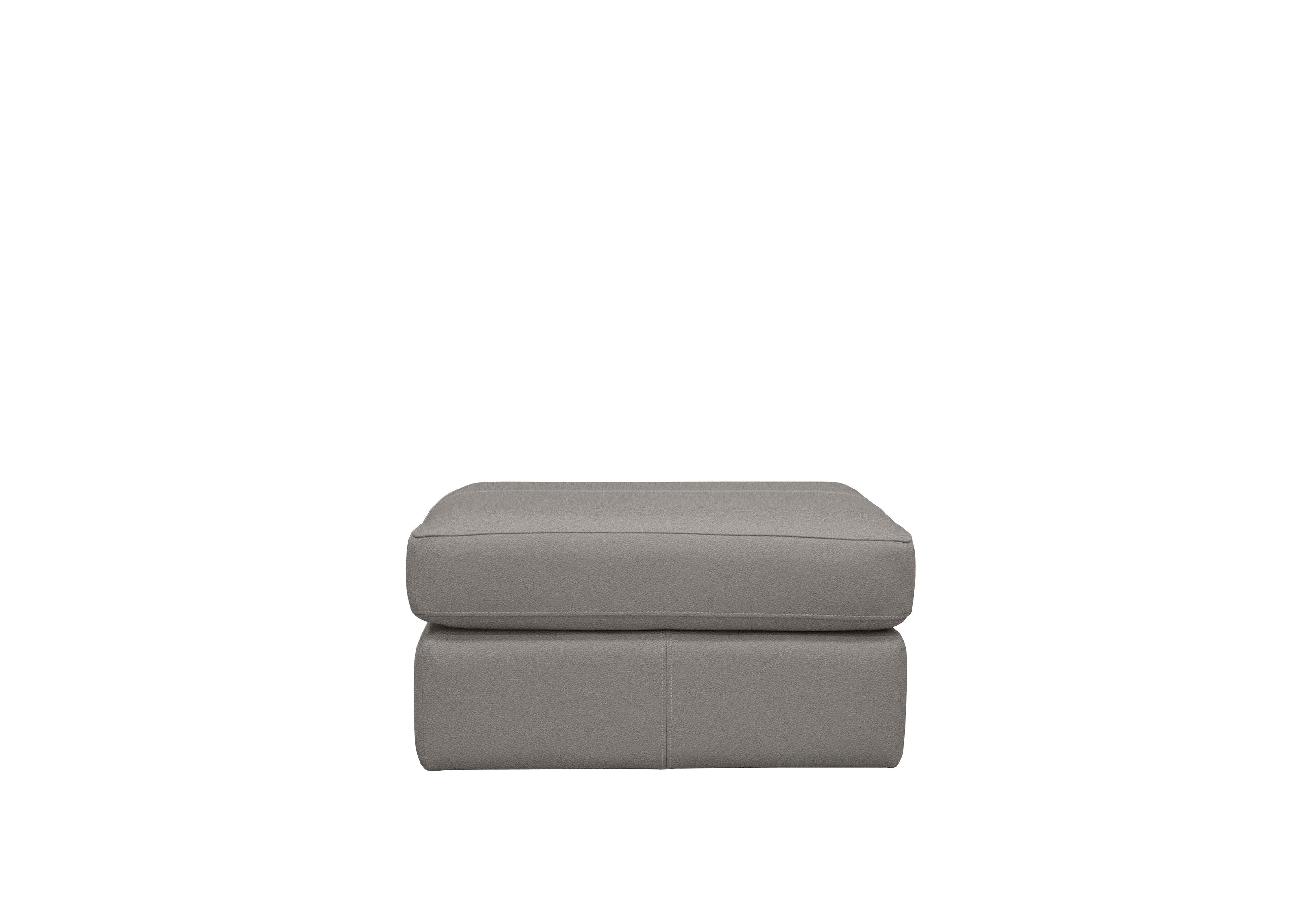 Seattle Leather Footstool in L842 Cambridge Grey on Furniture Village