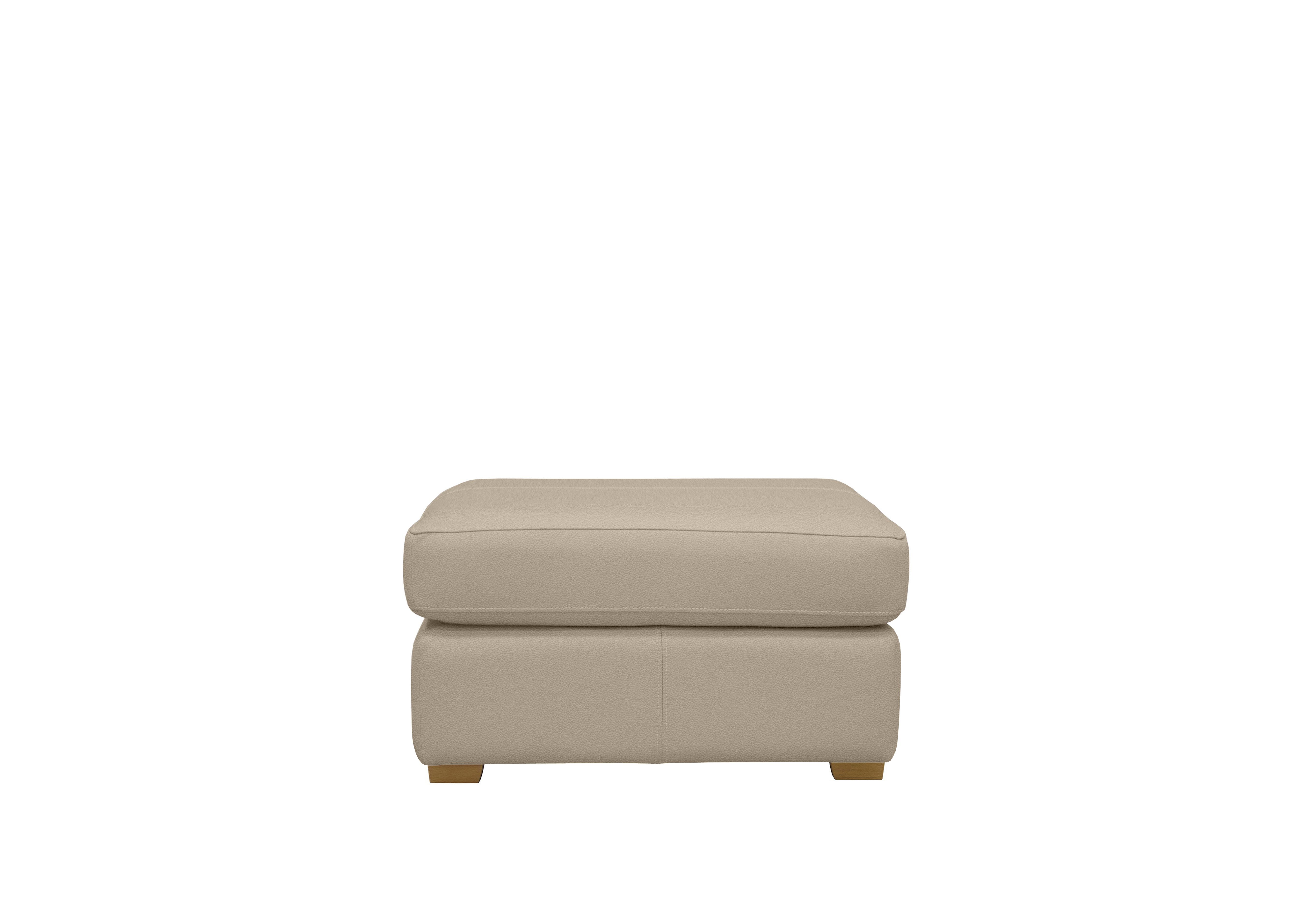 Seattle Leather Footstool in L844 Cambridge Plaster on Furniture Village