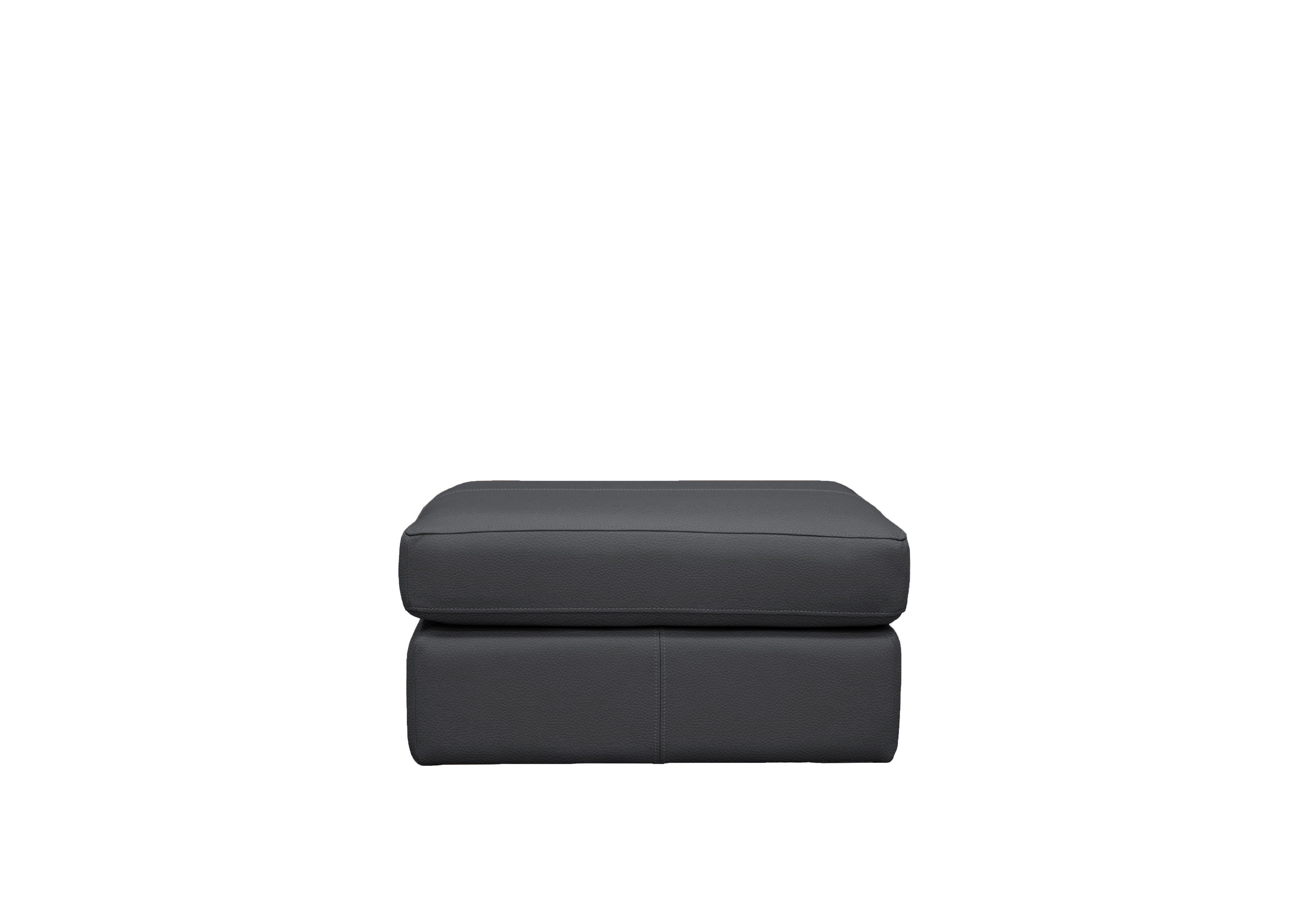 Seattle Leather Footstool in L852 Cambridge Petrol Blue on Furniture Village