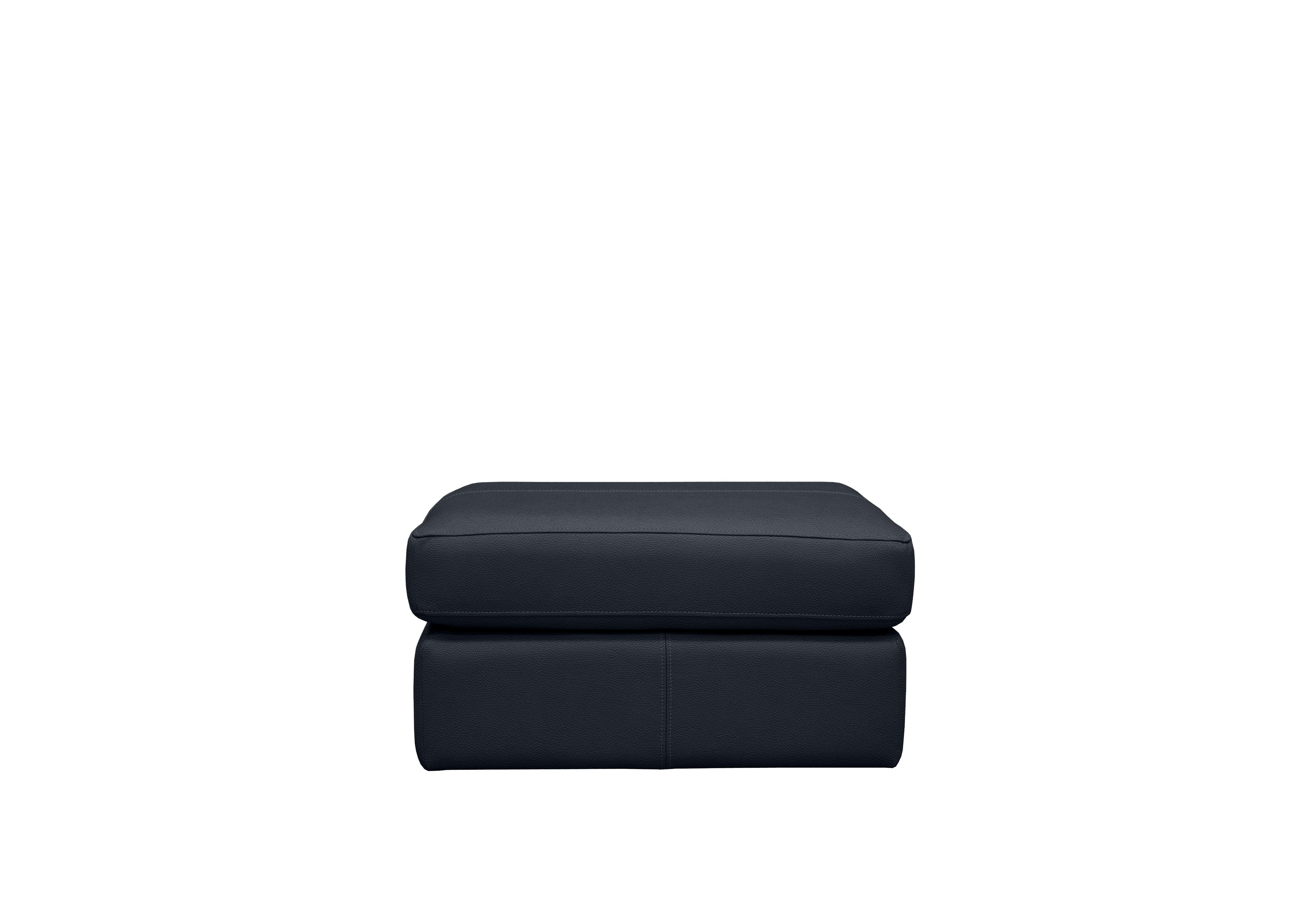 Seattle Leather Storage Footstool in L851 Cambridge Navy on Furniture Village