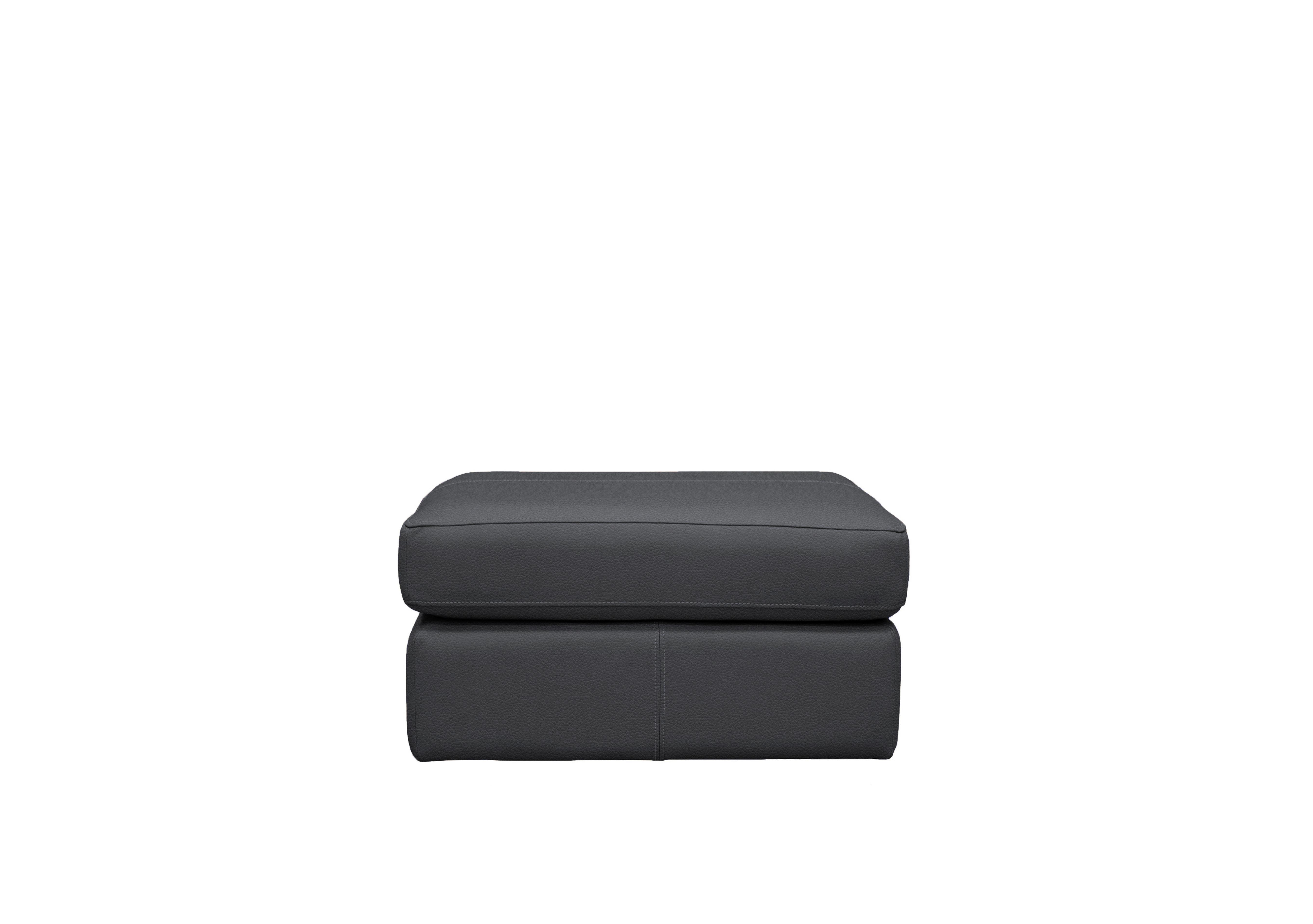 Seattle Leather Storage Footstool in L852 Cambridge Petrol Blue on Furniture Village