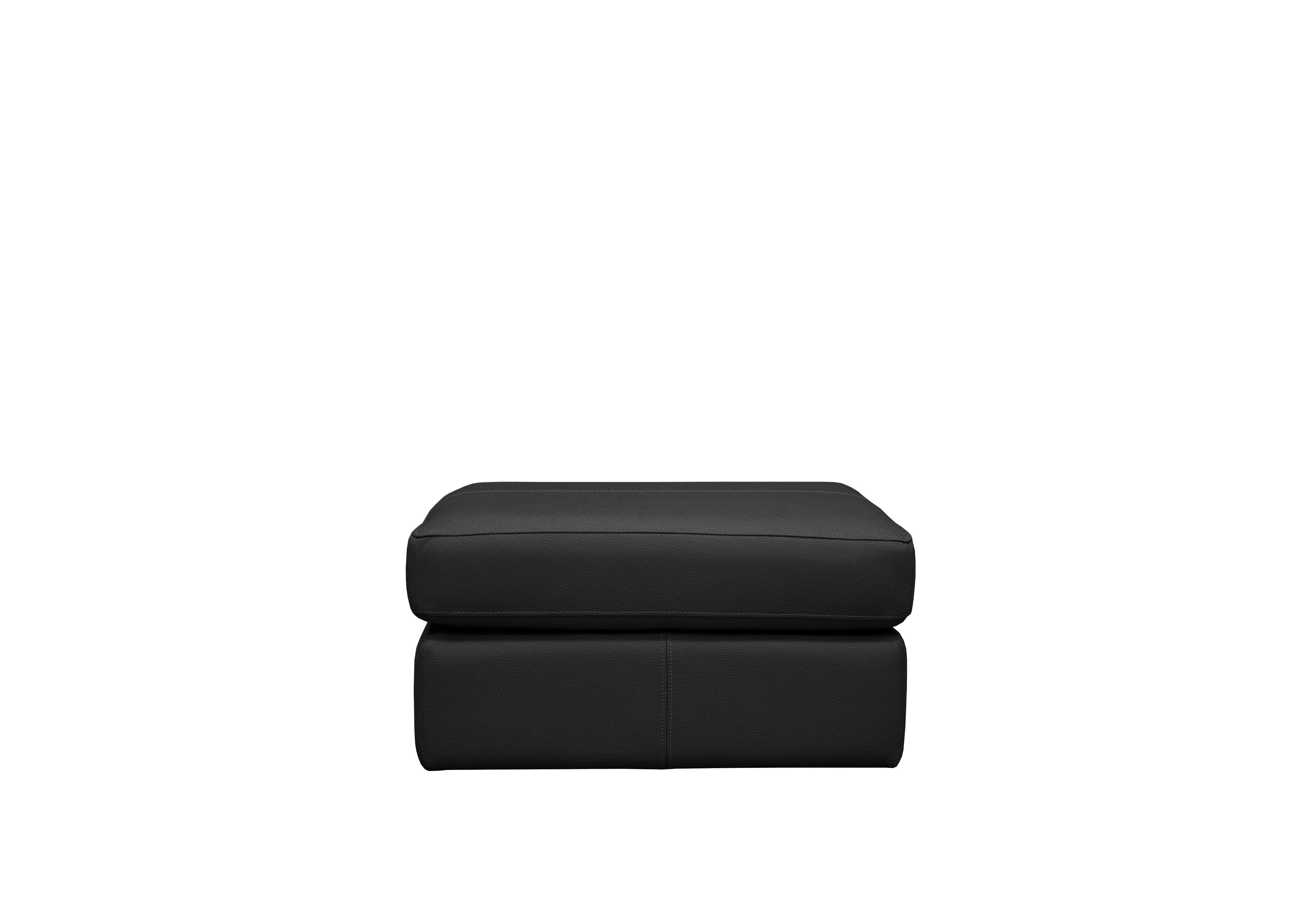 Seattle Leather Storage Footstool in L854 Cambridge Black on Furniture Village
