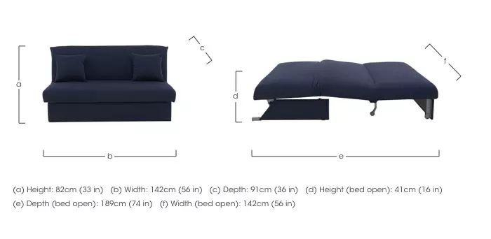 Versatile 2 Seater Fabric Sofa Bed No Arms Furniture Village