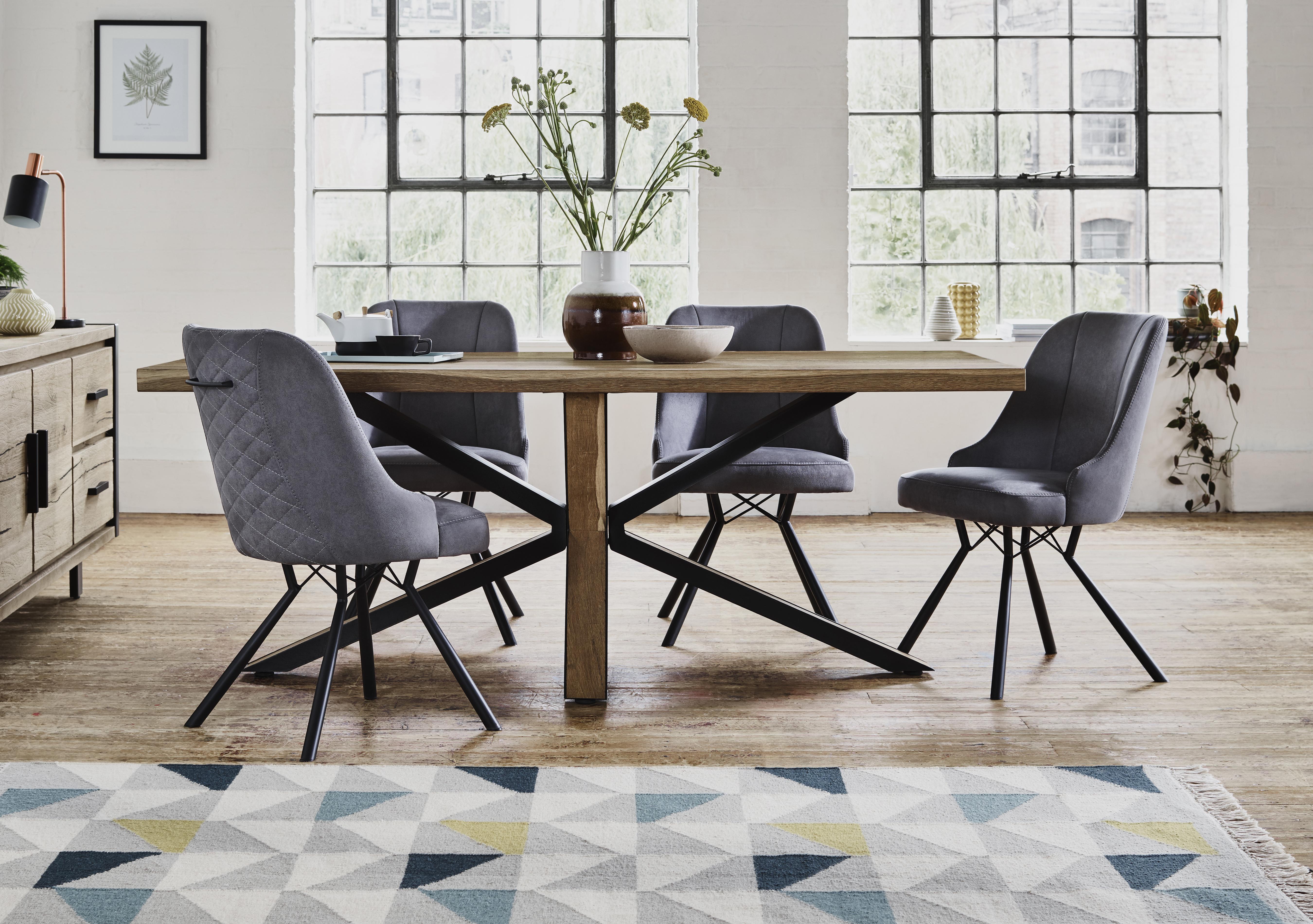 Detroit Starburst Leg Rectangular Dining Table with 4 Detroit Dining Chairs in  on Furniture Village