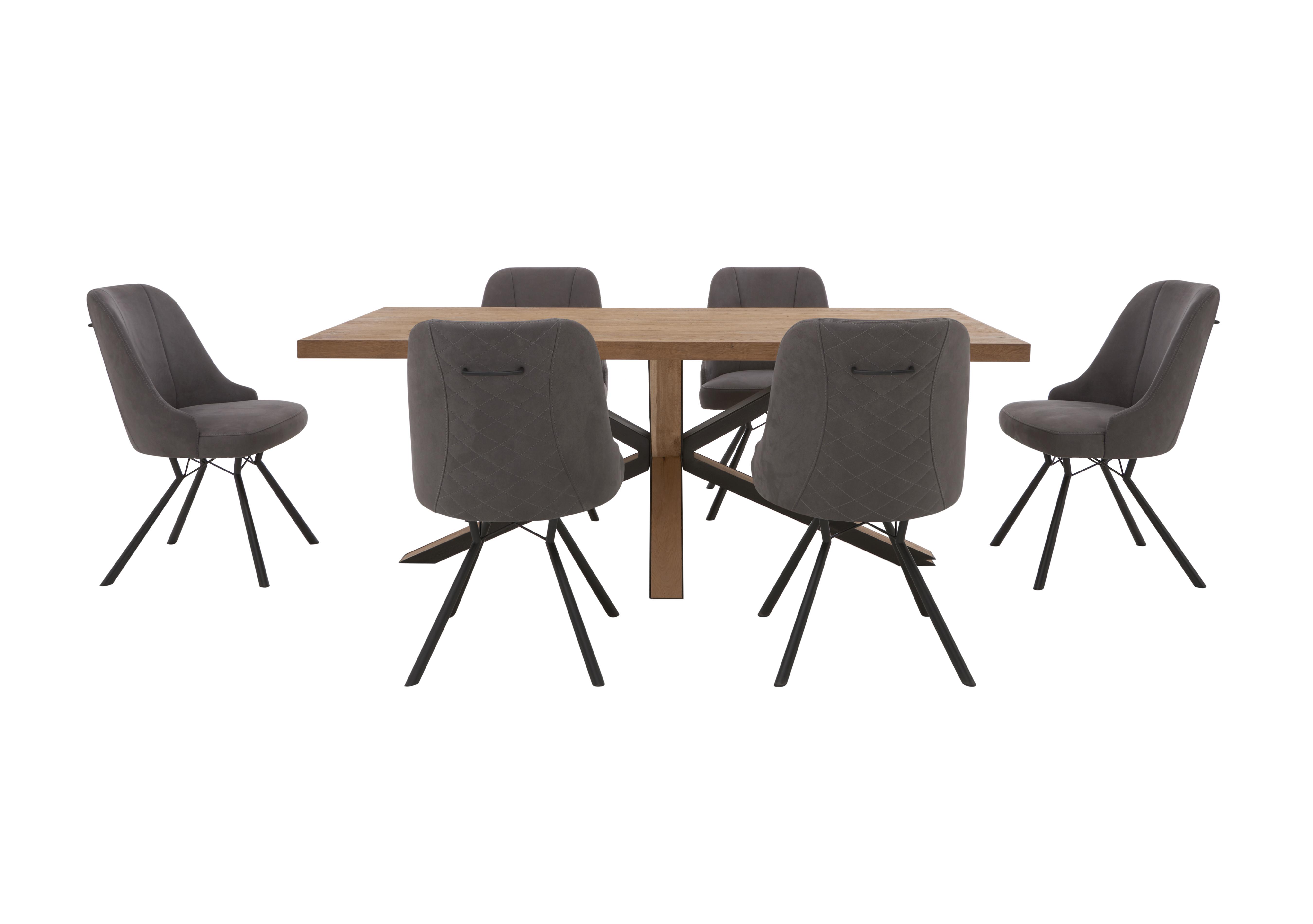 Detroit Starburst Leg Rectangular Dining Table with 6 Detroit Dining Chairs in Anthracite on Furniture Village