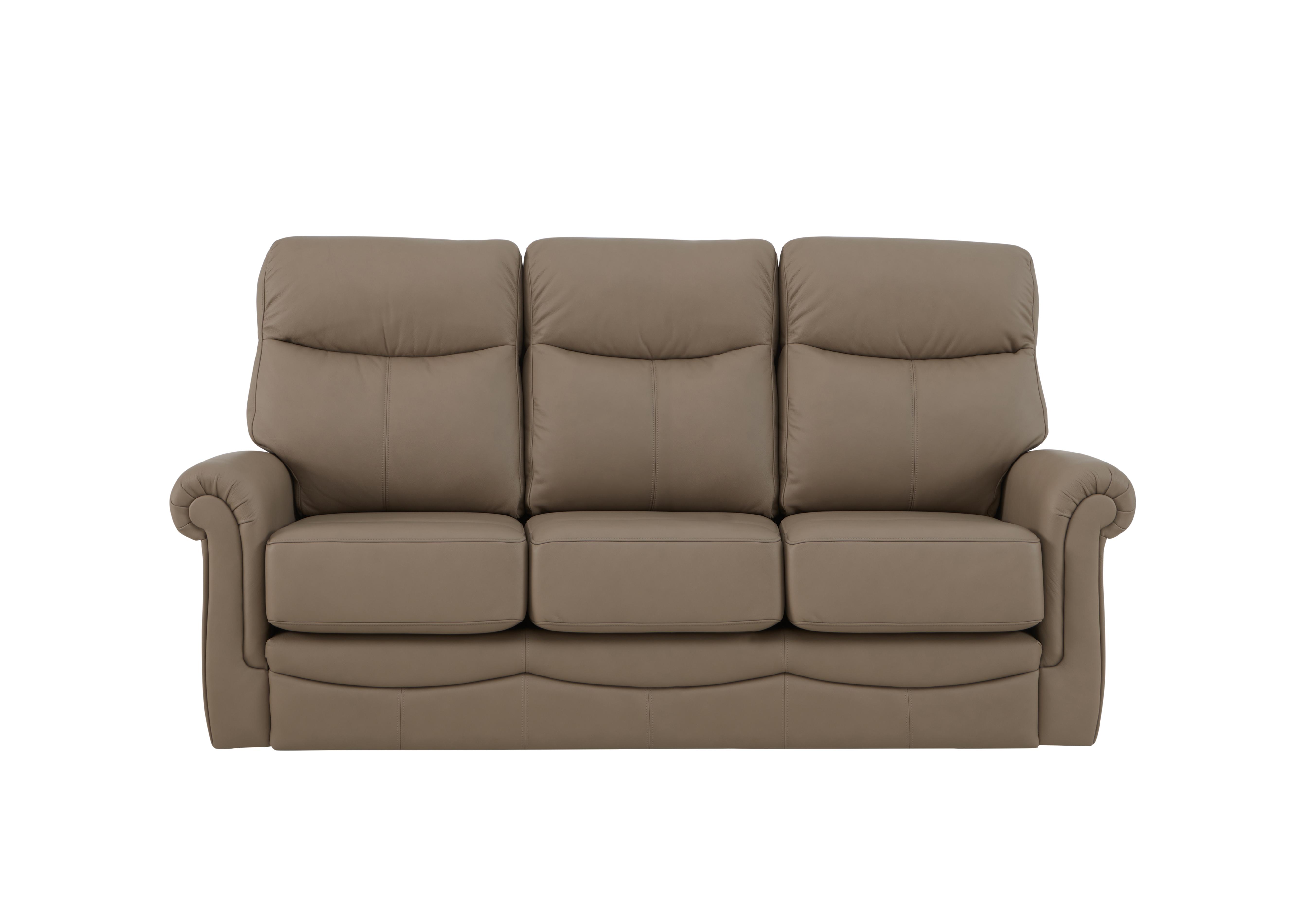Avon Small 3 Seater Leather Sofa in L846 Cambridge Taupe on Furniture Village