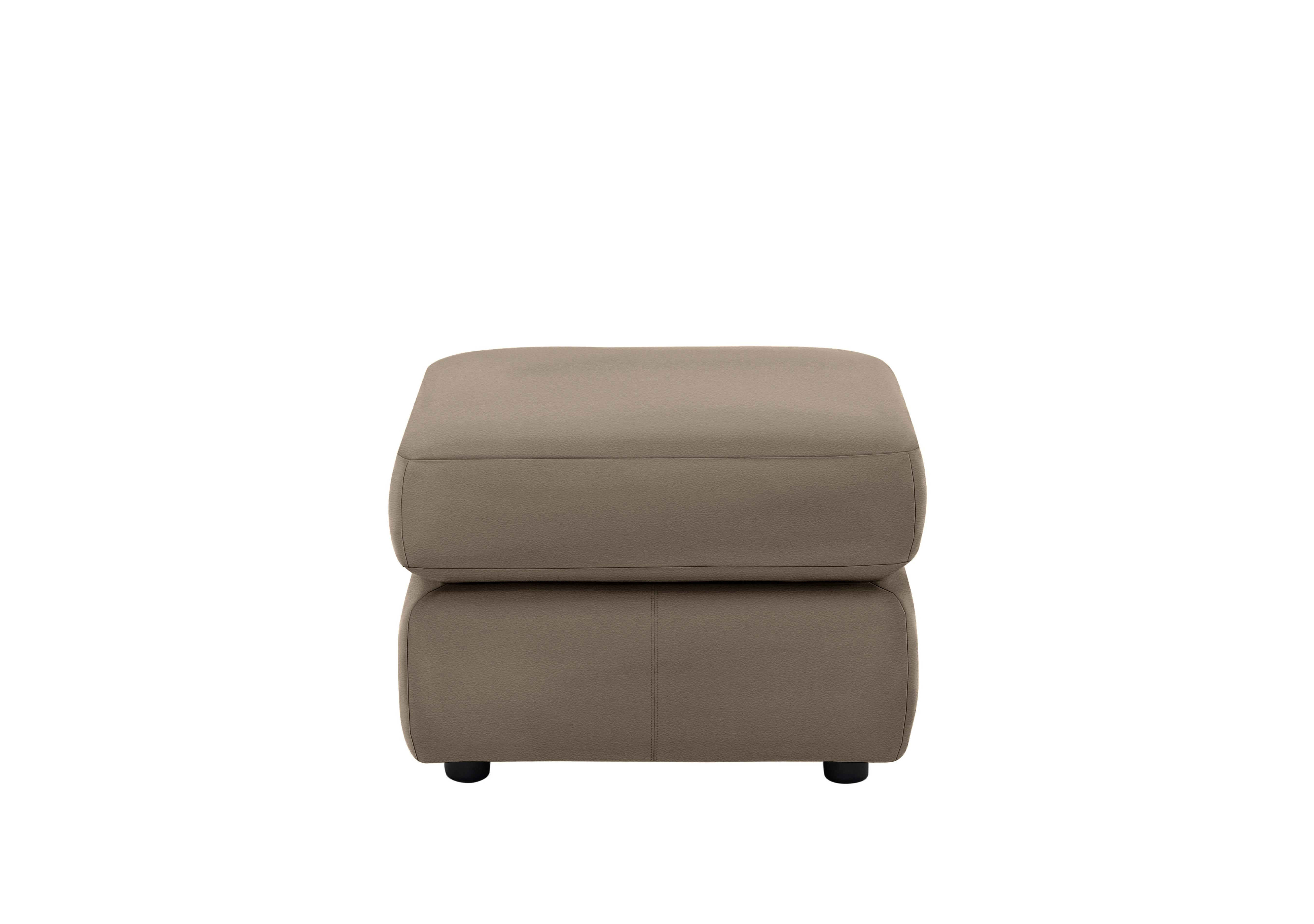 Avon Leather Footstool in L846 Cambridge Taupe on Furniture Village