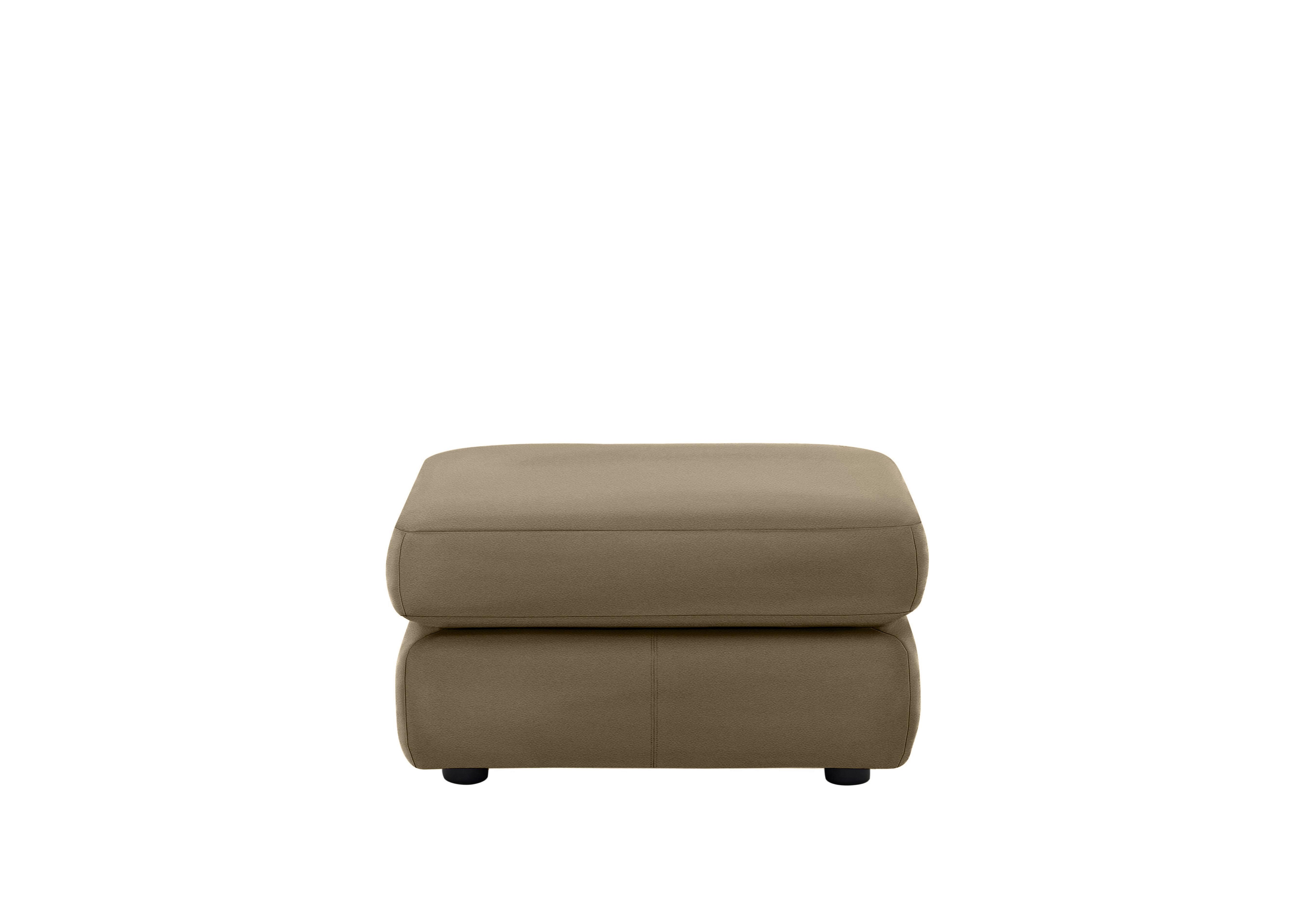 Avon Leather Storage Footstool in P216 Capri Mushroom on Furniture Village