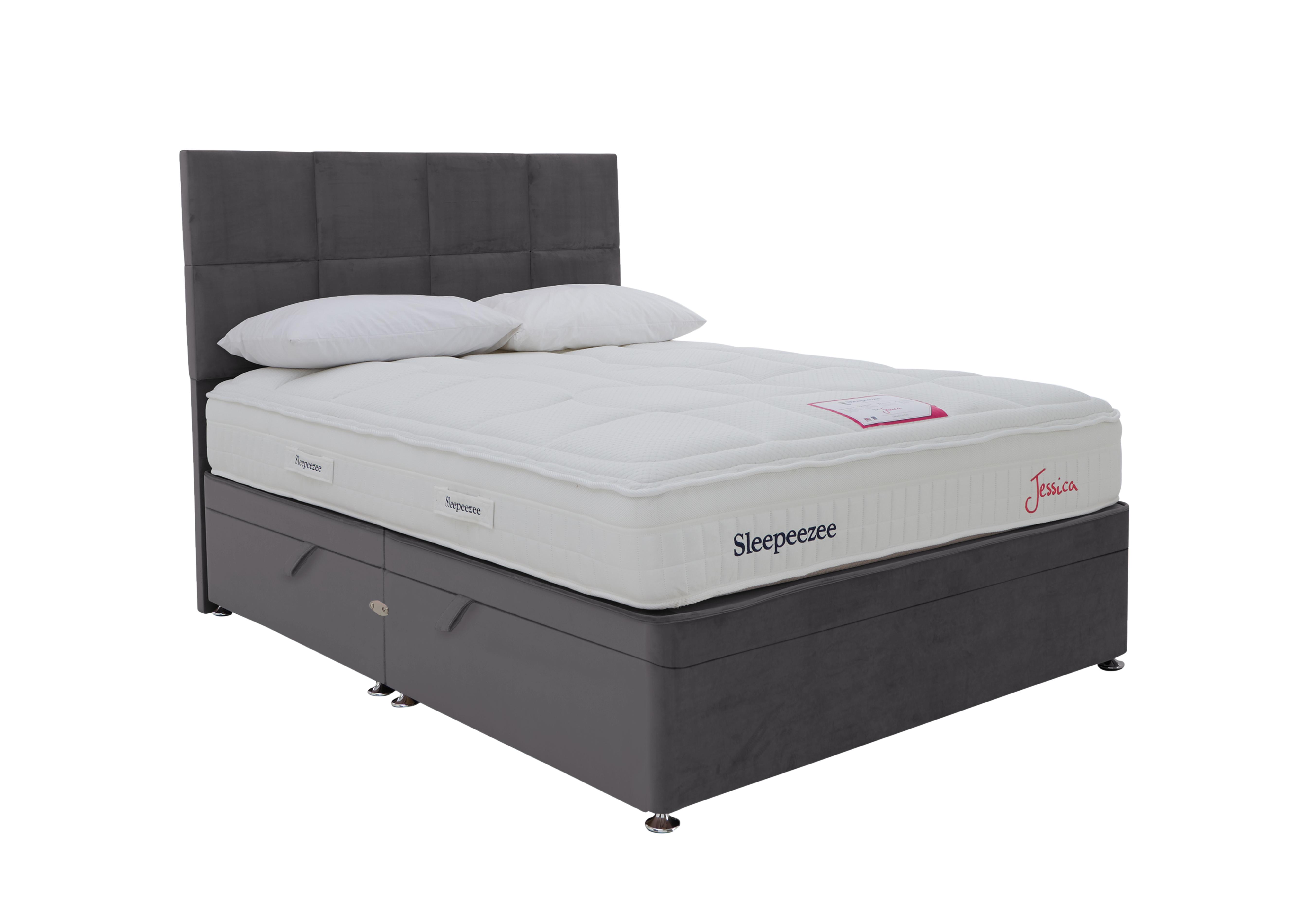 Jessica Side Ottoman Divan Set in Plush Dark Grey on Furniture Village