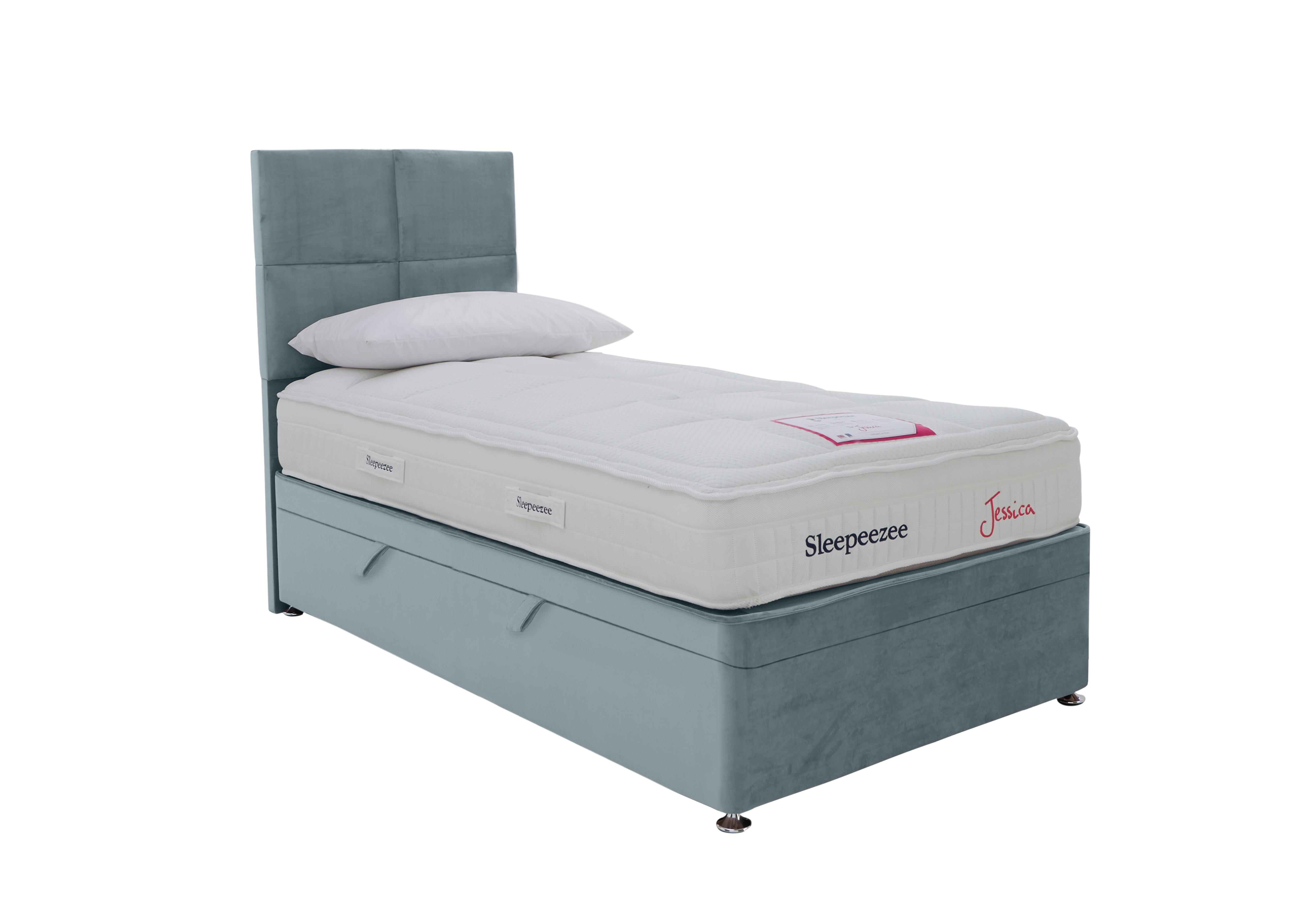 Jessica Side Ottoman Divan Set in Plush Light Blue on Furniture Village