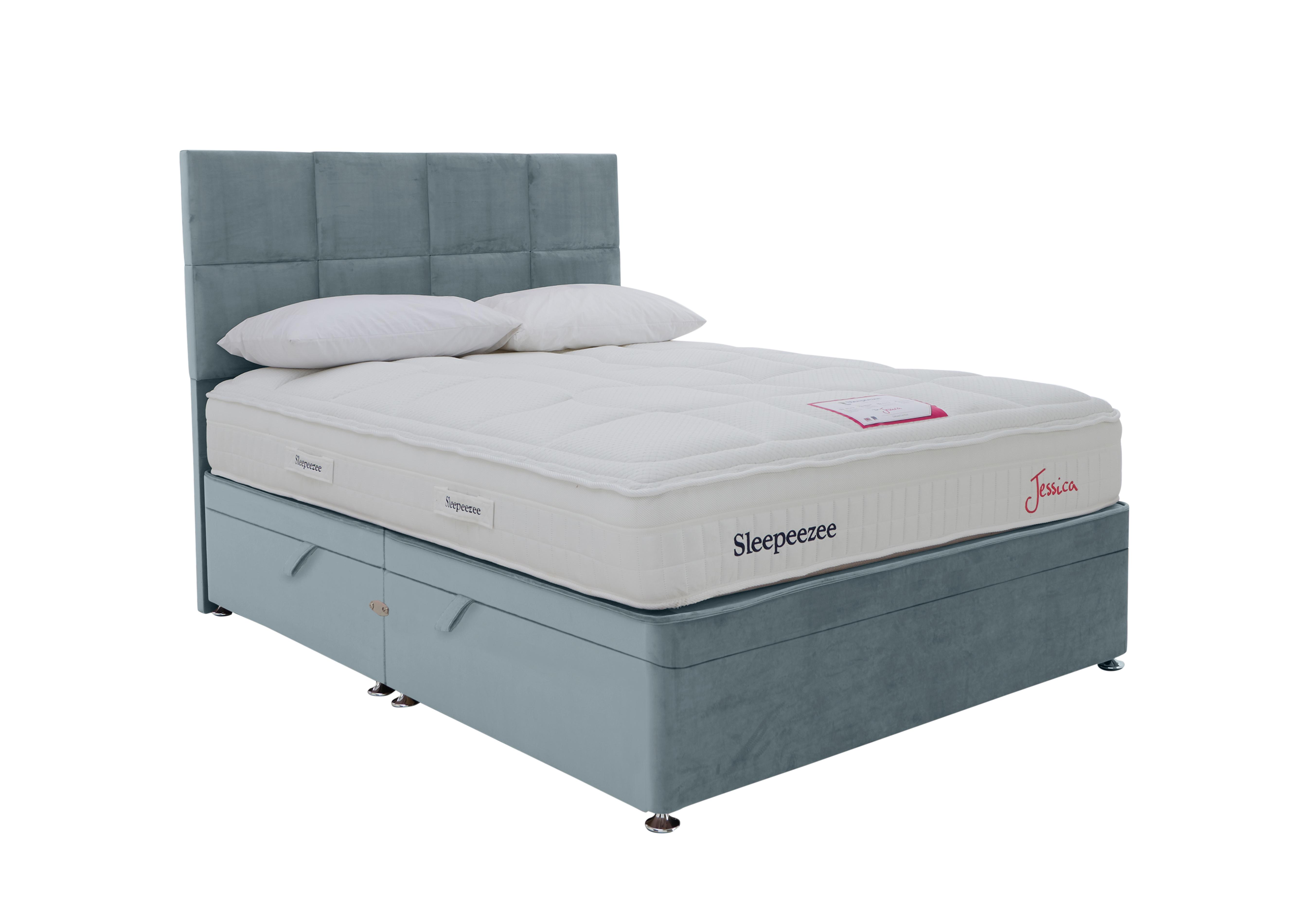 Jessica Side Ottoman Divan Set in Plush Light Blue on Furniture Village