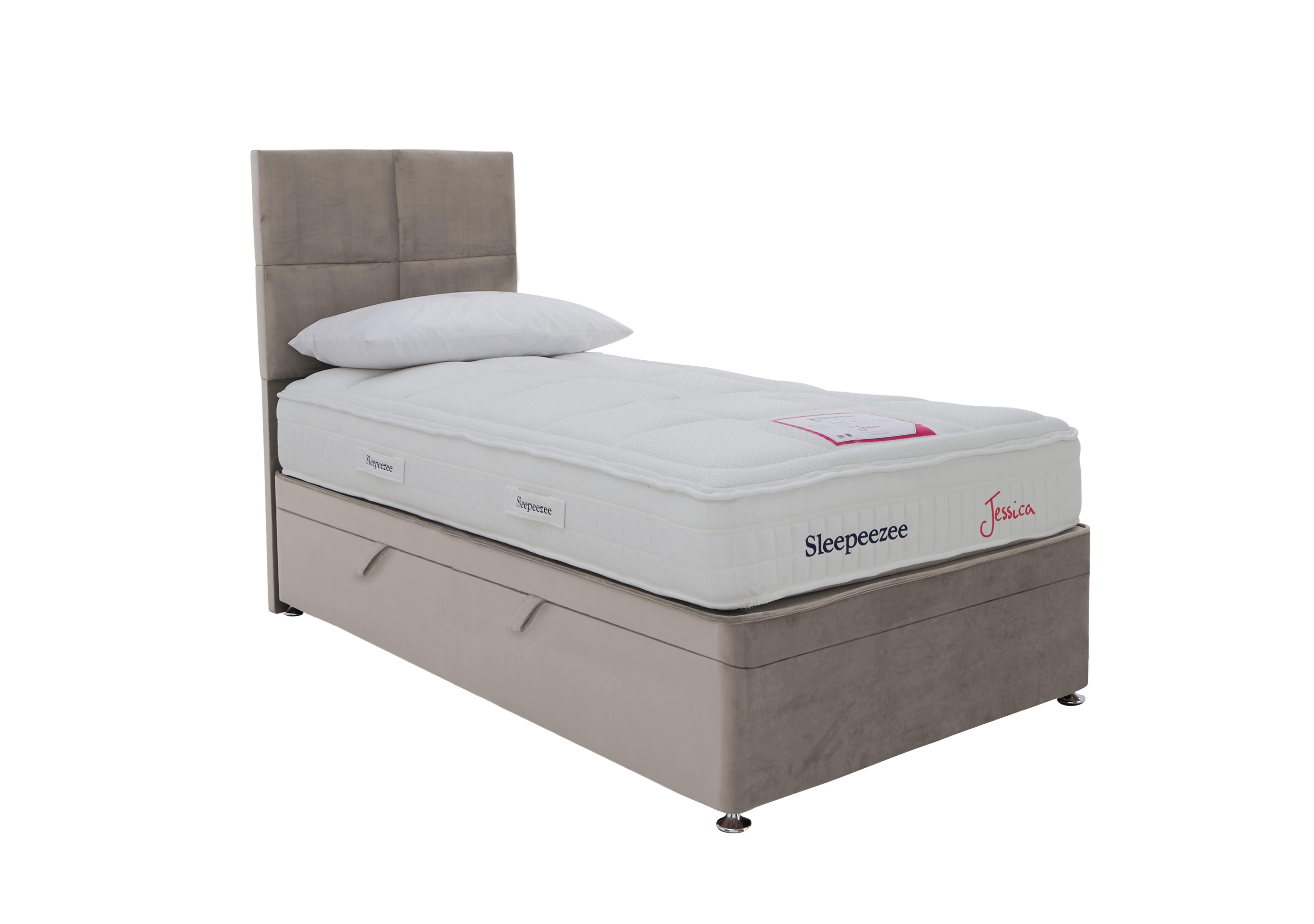 Jessica Side Ottoman Divan Set in Plush Light Grey on Furniture Village