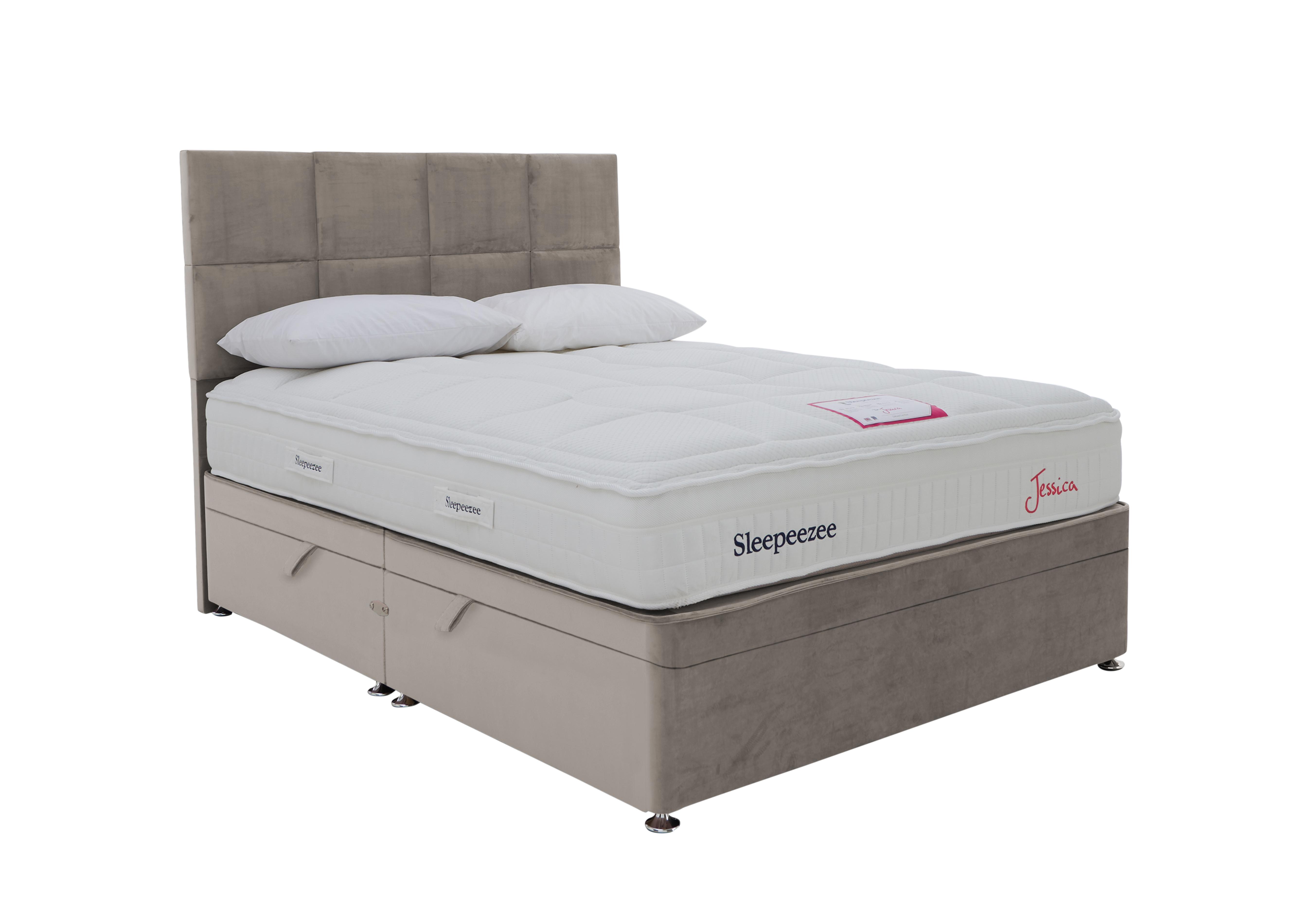 Jessica Side Ottoman Divan Set in Plush Light Grey on Furniture Village