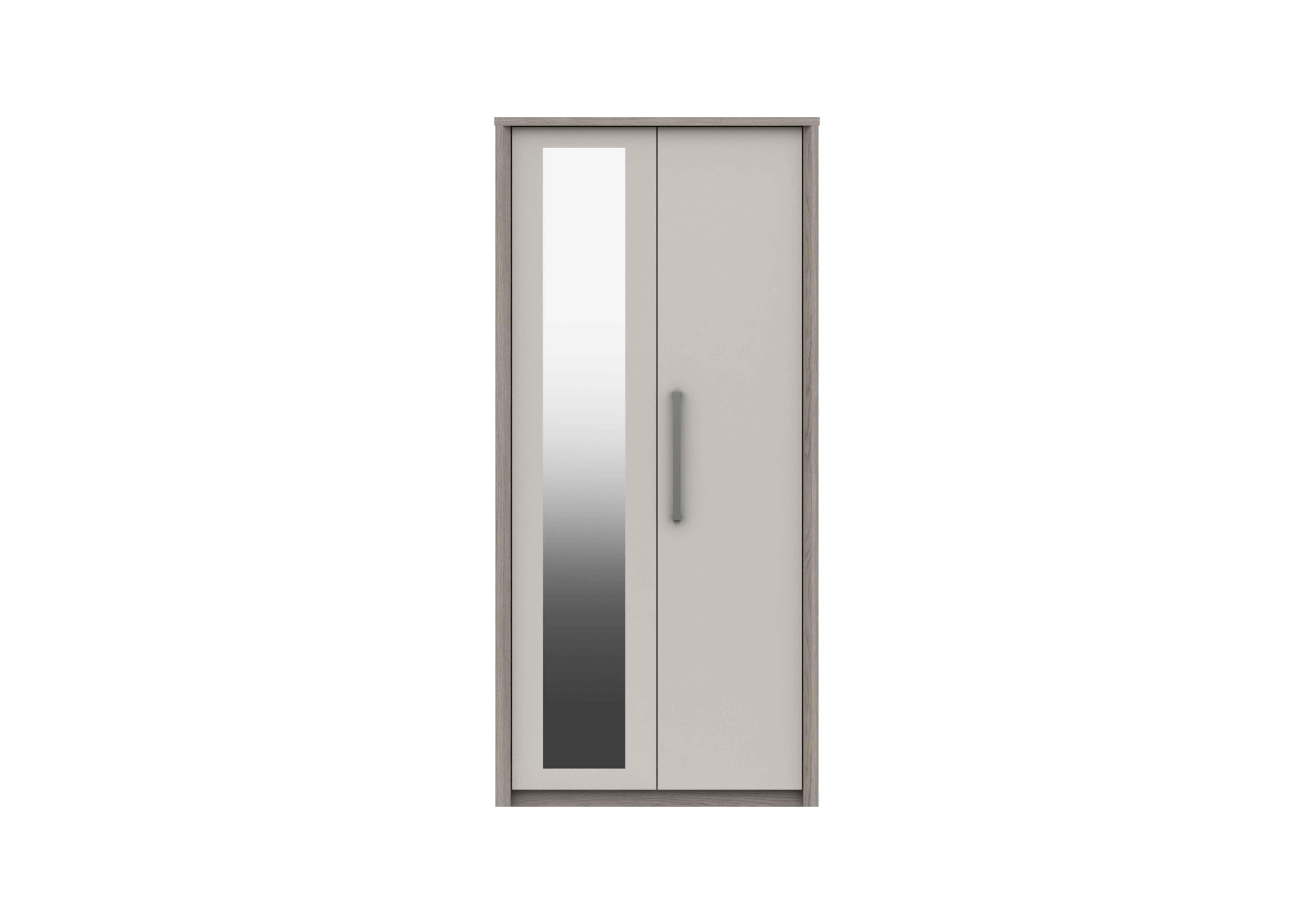 Euston 2 Door Wardrobe with Mirror in Grey Oak / White Grey Gloss on Furniture Village